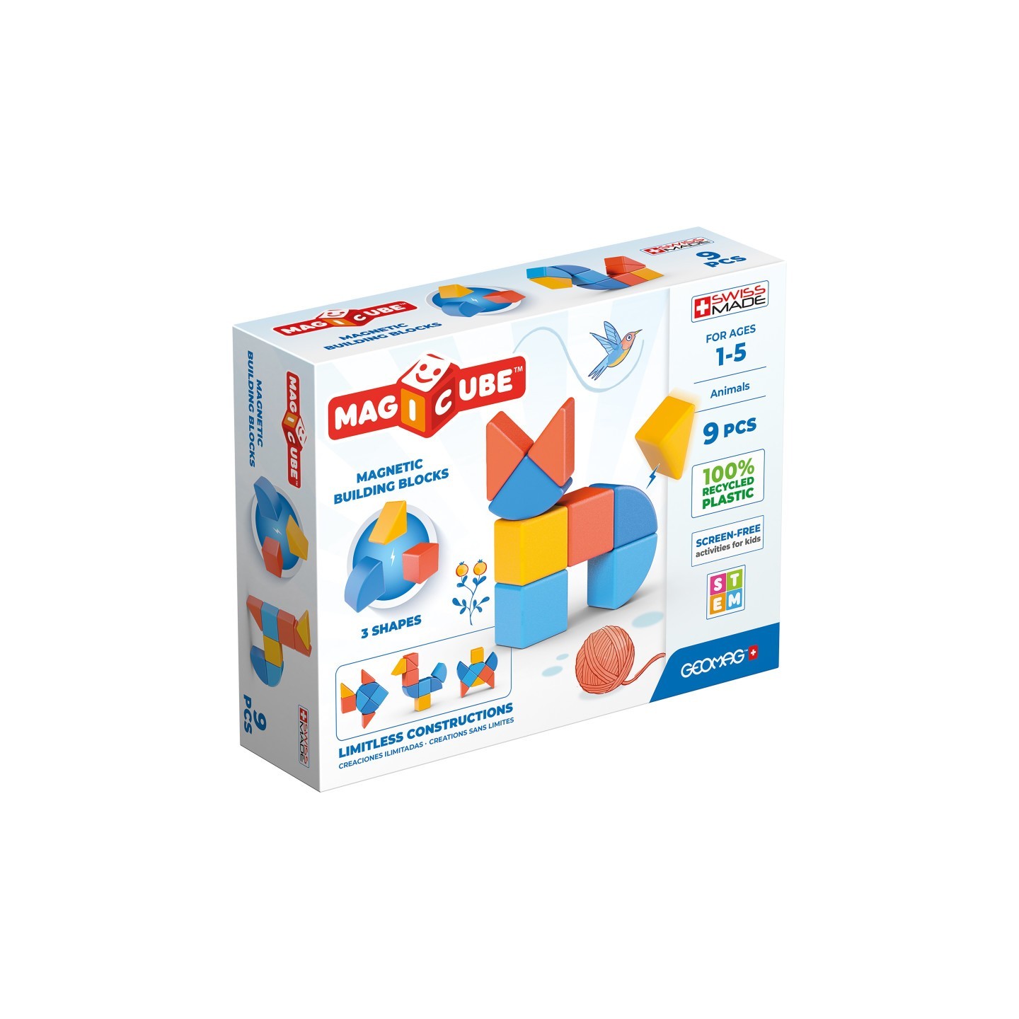 Geomag™ Magicubes Shapes Magnetic Building Blocks Recycled, 9 Pieces