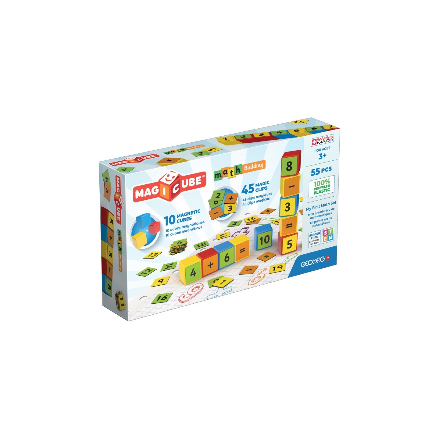 Geomag™ Magicube™ Math Building Set, Recycled, 55 Pieces