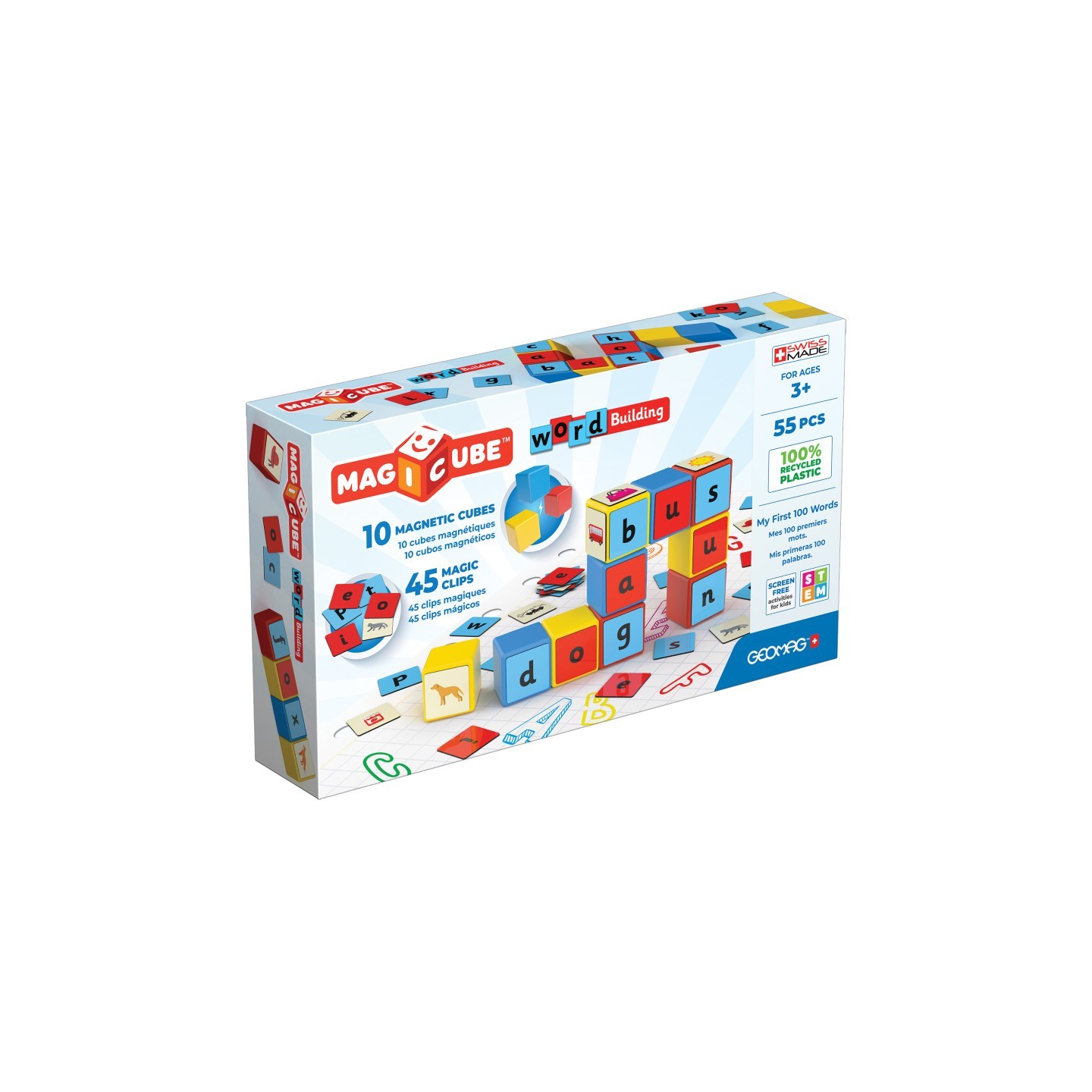 Geomag™ Magicube™ Word Building Set, Recycled, 55 Pieces