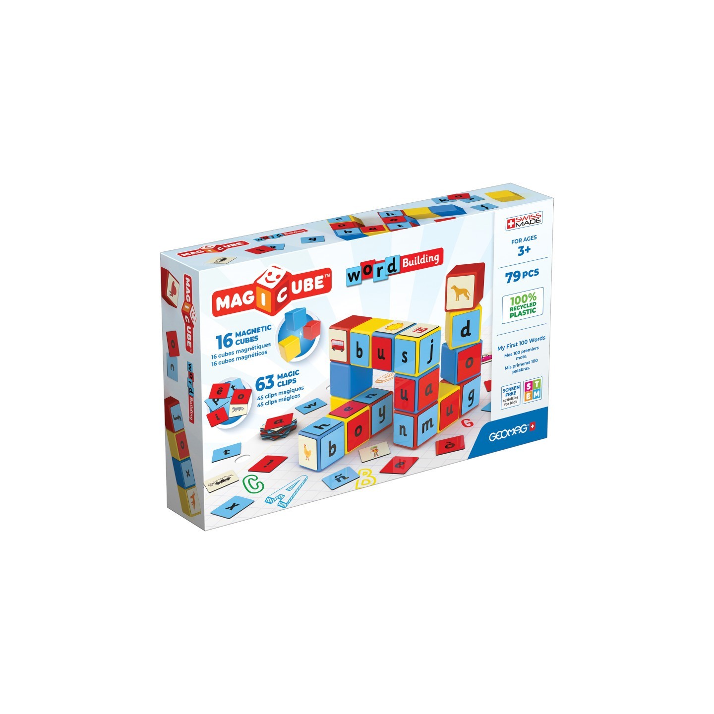 Geomag™ Magicube™ Word Building Set, Recycled, 79 Pieces