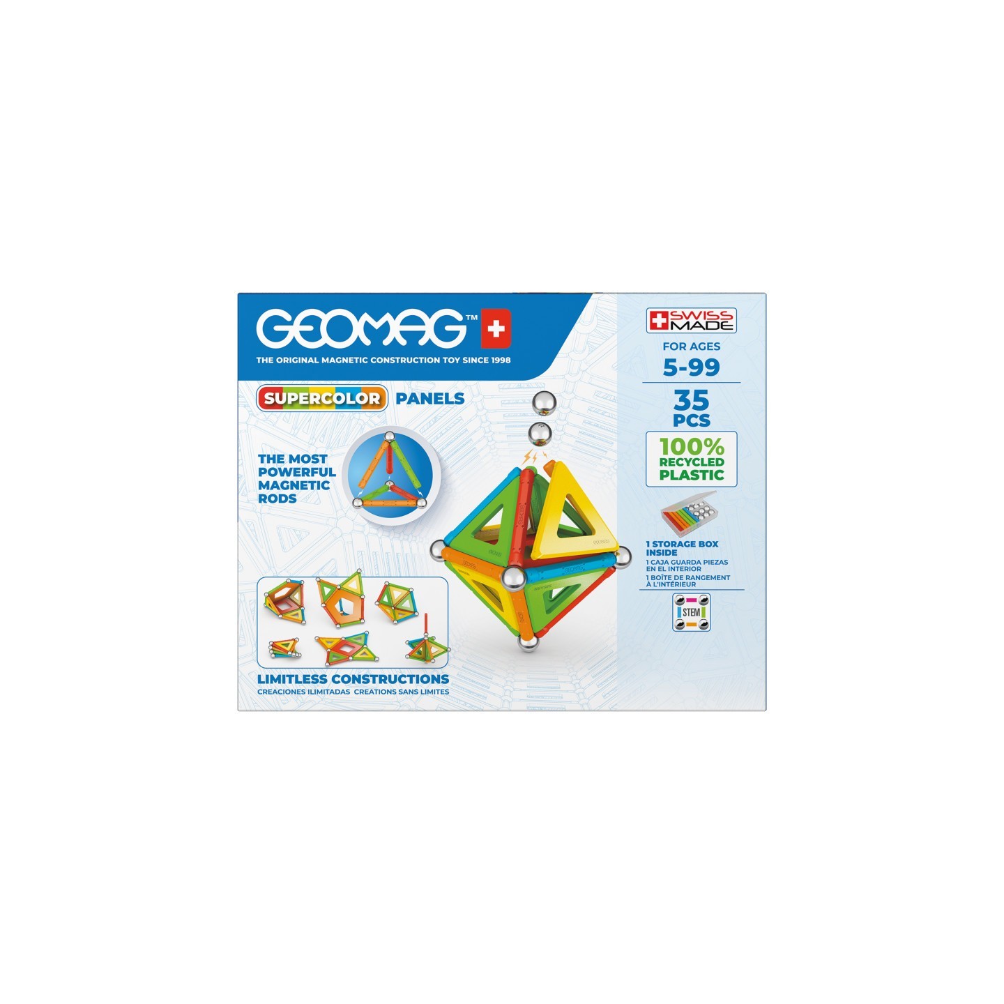 Geomag™ Magnetic Building Set, Supercolor Recycled, 35 Pieces