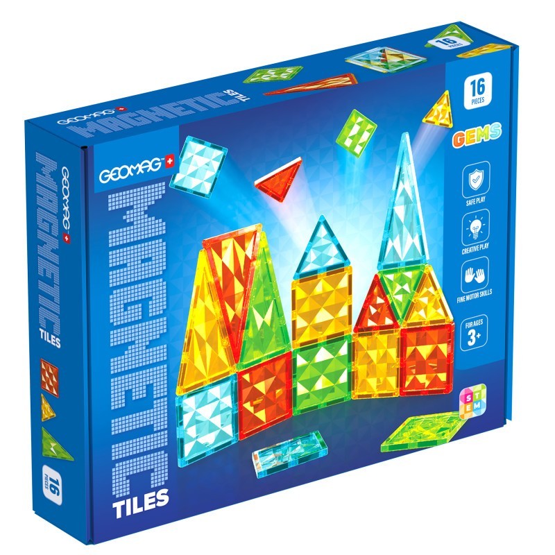 Geomag™ Gems Magnetic Tiles Construction Set, 16 Pieces