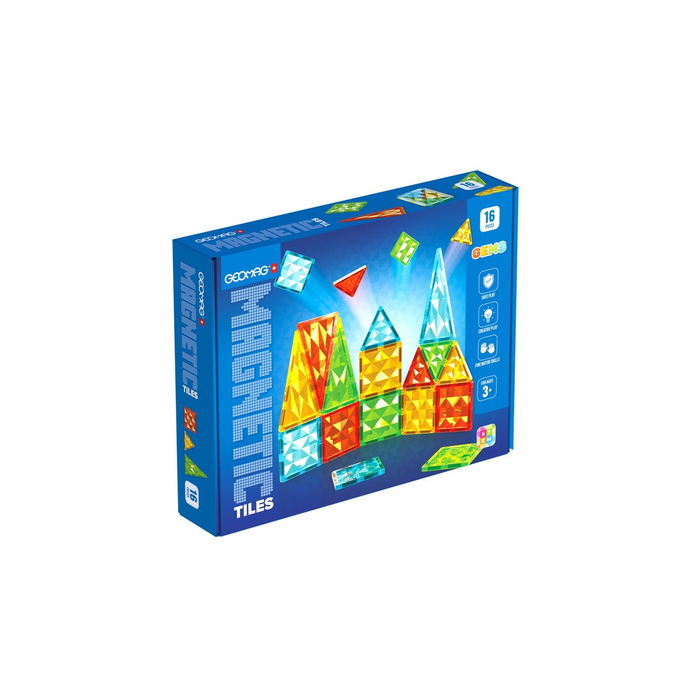 Geomag™ Gems Magnetic Tiles Construction Set, 16 Pieces