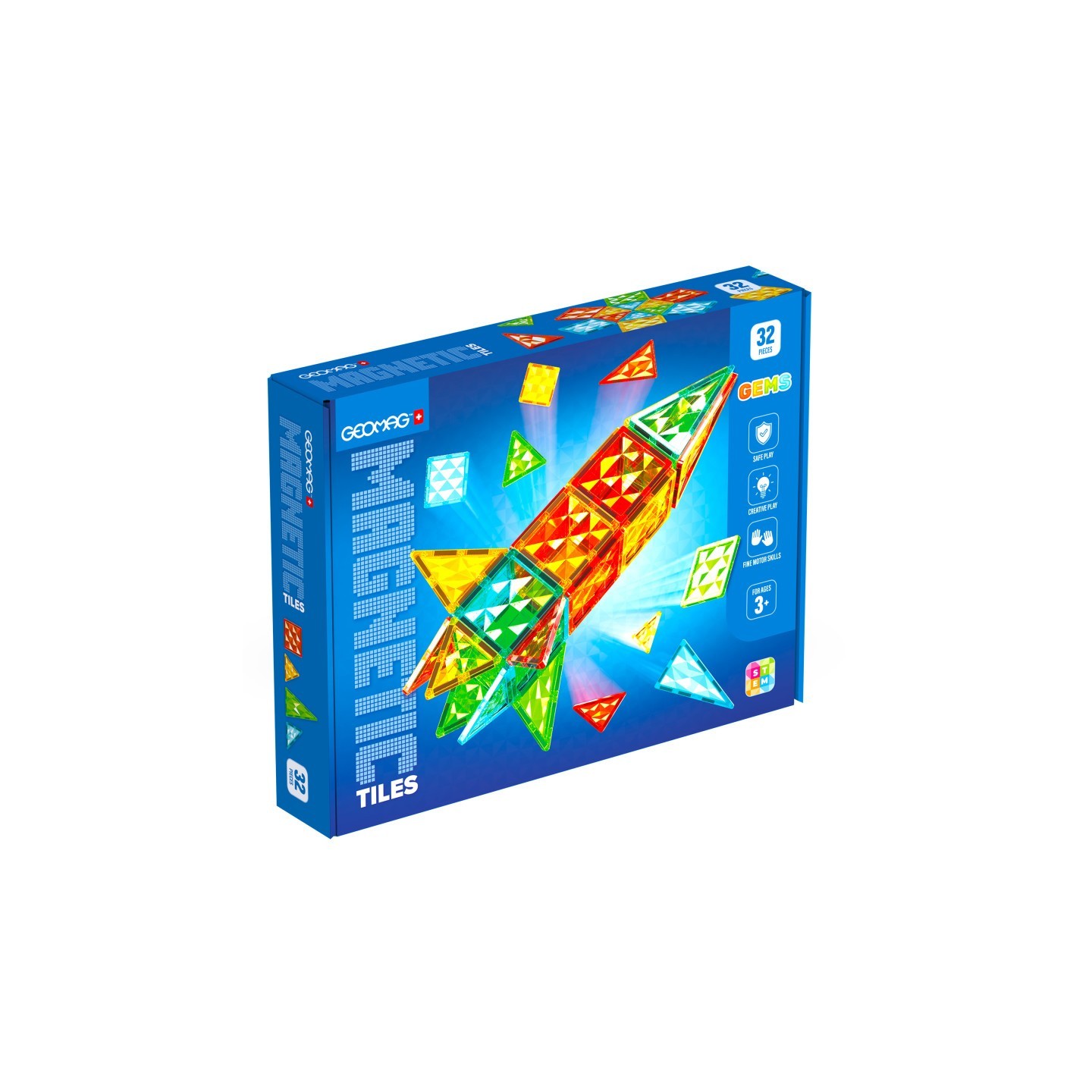 Geomag™ Gems Magnetic Tiles Construction Set, 32 Pieces