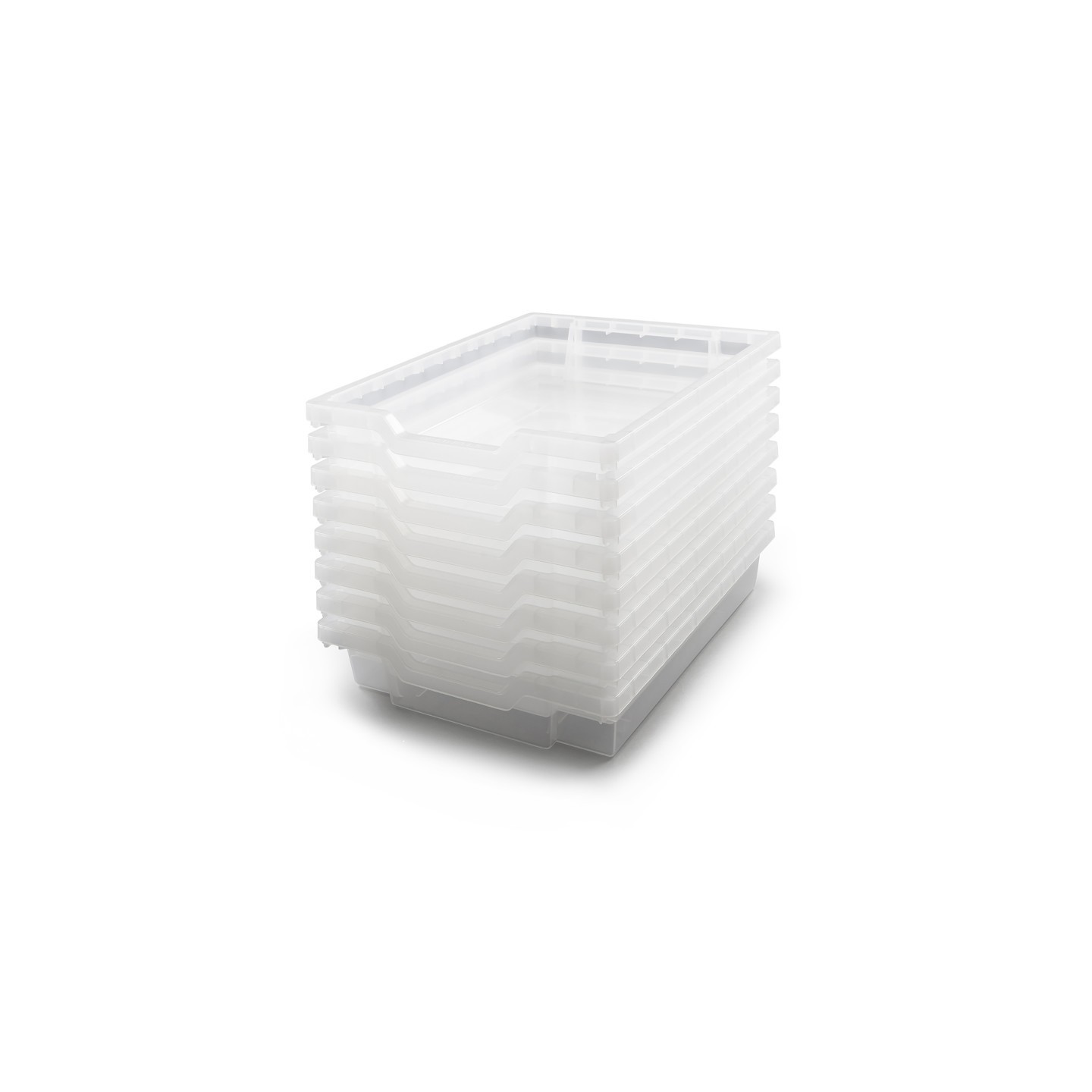 Gratnells Shallow F1 Tray, Translucent, 12.3" x 16.8" x 3", Heavy Duty School, Industrial & Utility Bins, Pack 8
