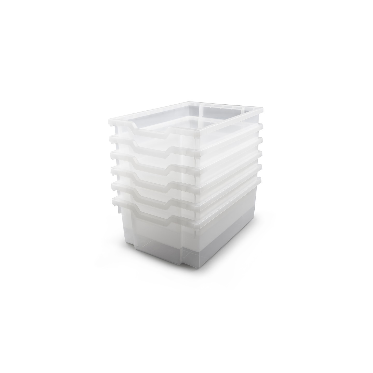 Gratnells Deep F2 Tray, Translucent, 12.3" x 16.8" x 5.9", Heavy Duty School, Industrial & Utility Bins, Pack of 6