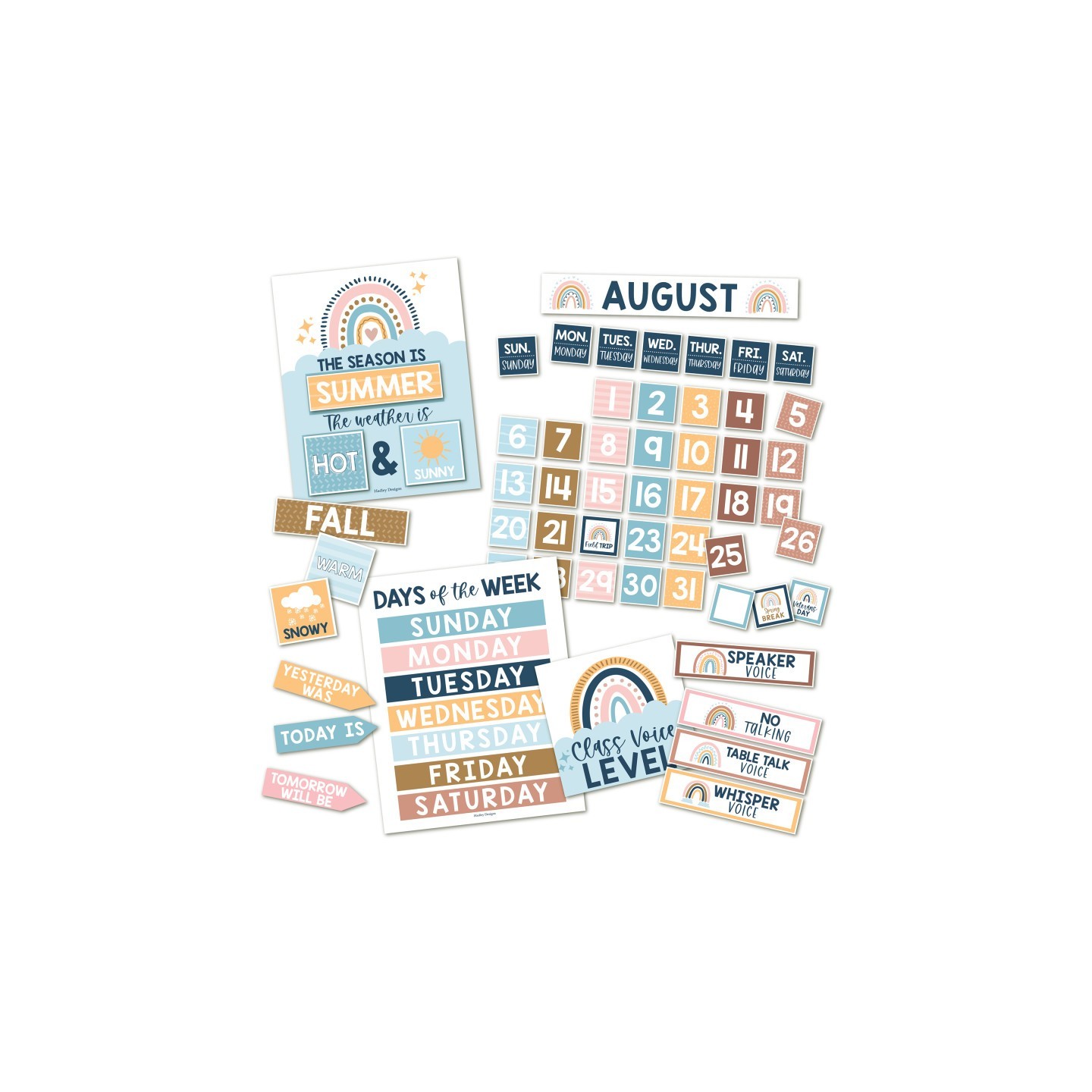 Hadley Designs Boho Circle Time Bulletin Board Calendar for Classroom