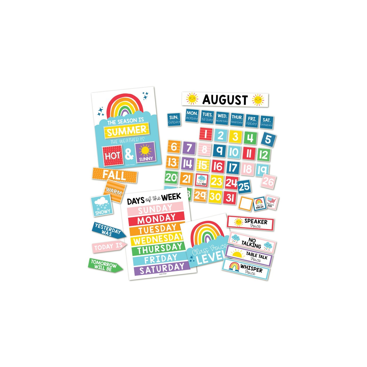 Hadley Designs Rainbow Circle Time Bulletin Board Calendar for Classroom