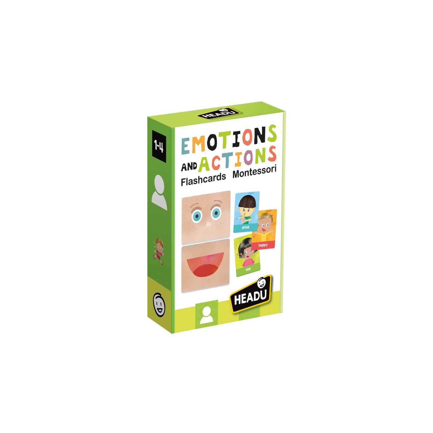 Headu Emotions and Actions Montessori Flashcards, Set of 36
