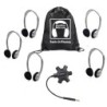 HamiltonBuhl® Galaxy™ Econo-Line of Sack-O-Phones with 5 Personal-Sized HA2 Headphones, Starfish Jackbox and Carry Bag