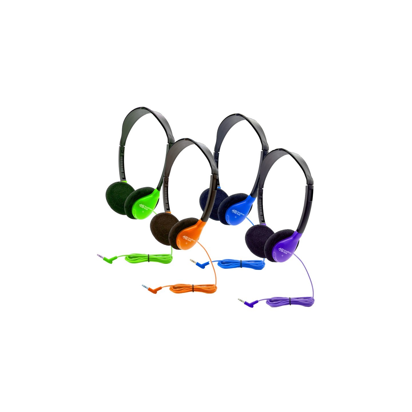 HamiltonBuhl® Personal On-Ear Stereo Headphone, Assorted Colors, Set of 4