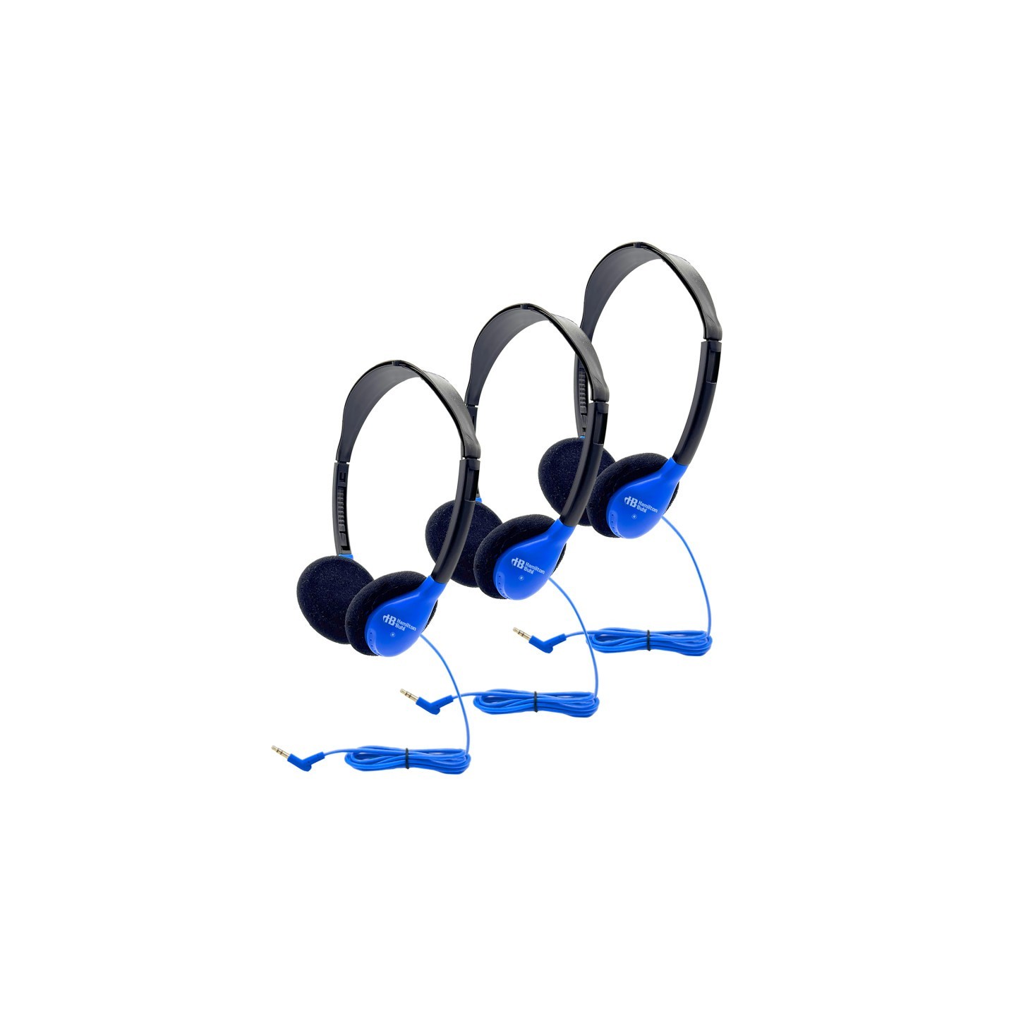 HamiltonBuhl® Personal On-Ear Stereo Headphone, Blue, Pack of 3