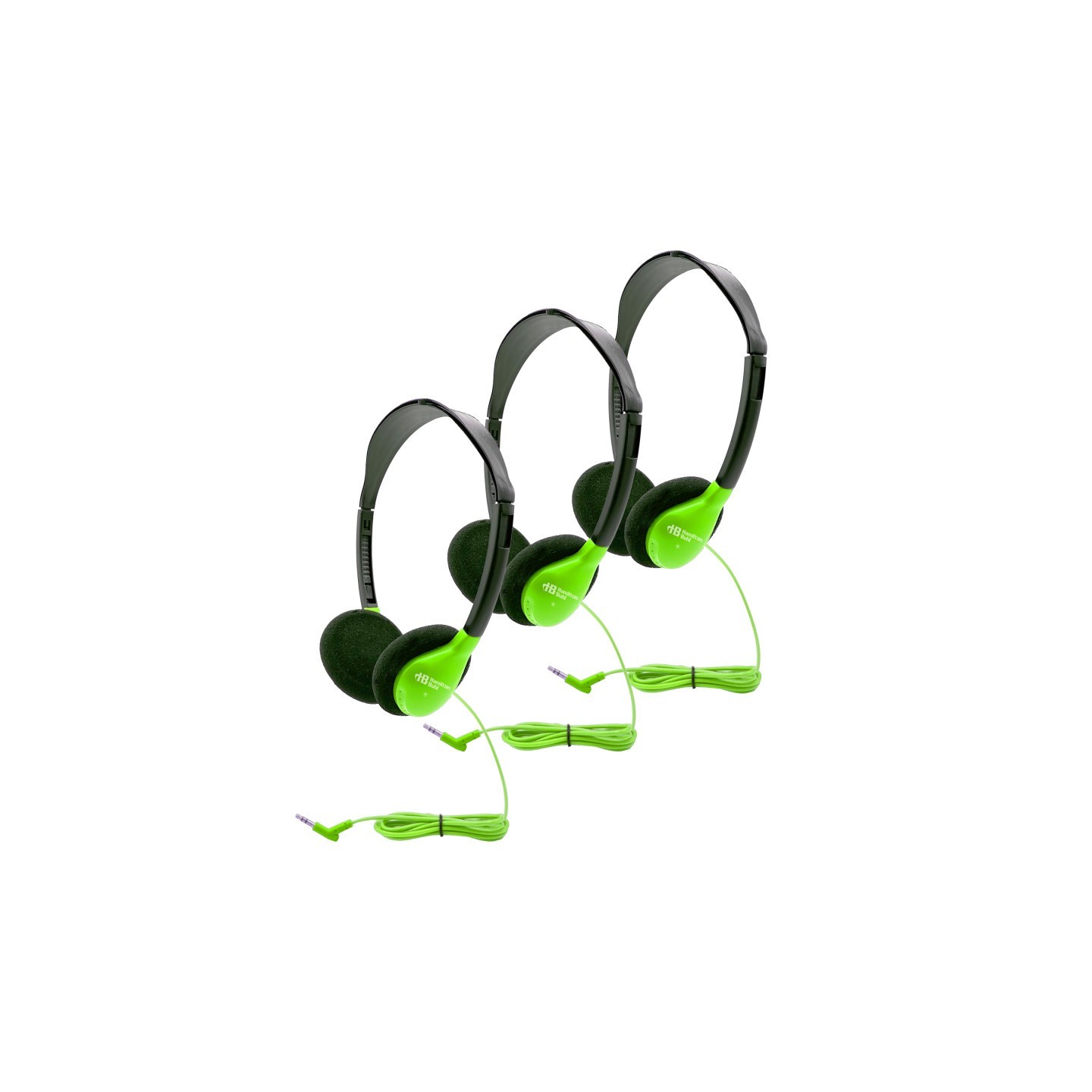 HamiltonBuhl® Personal On-Ear Stereo Headphone, Green, Pack of 3