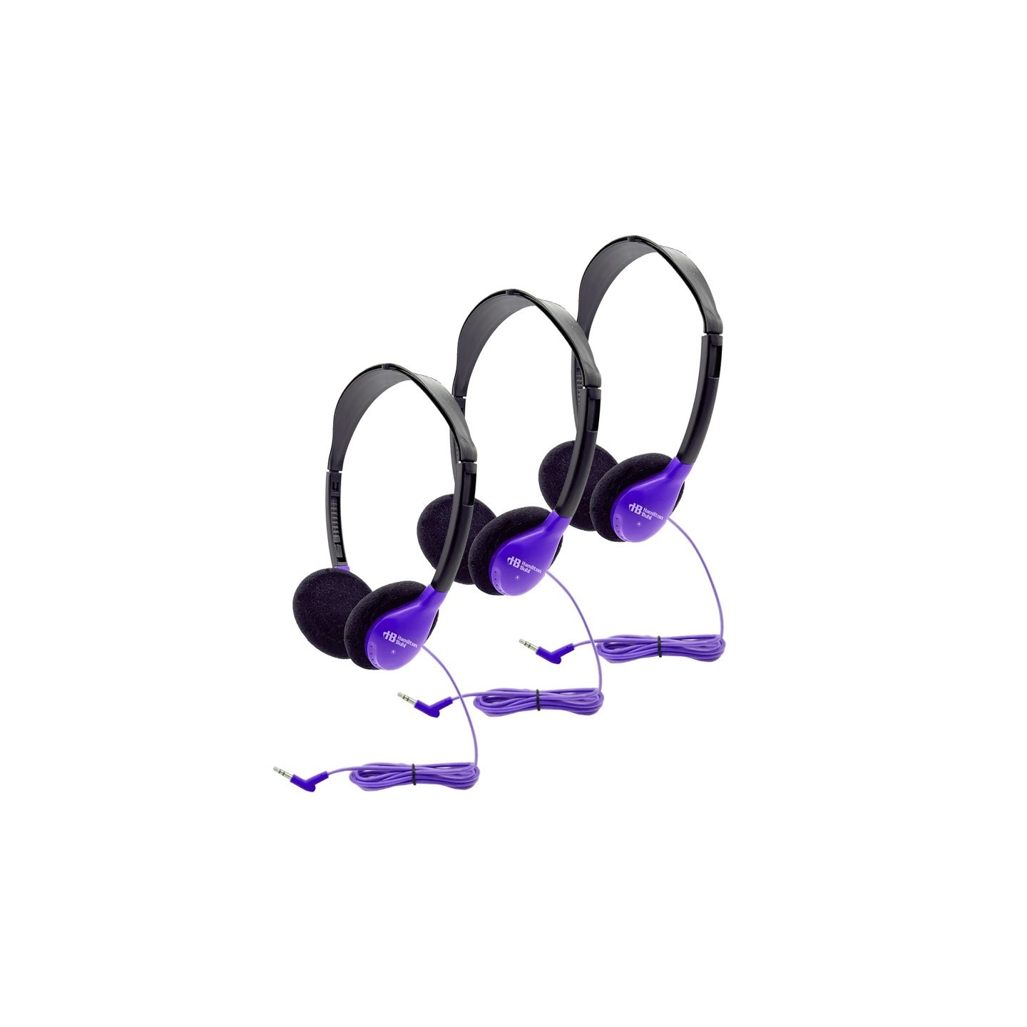 HamiltonBuhl® Personal On-Ear Stereo Headphone, Purple, Pack of 3