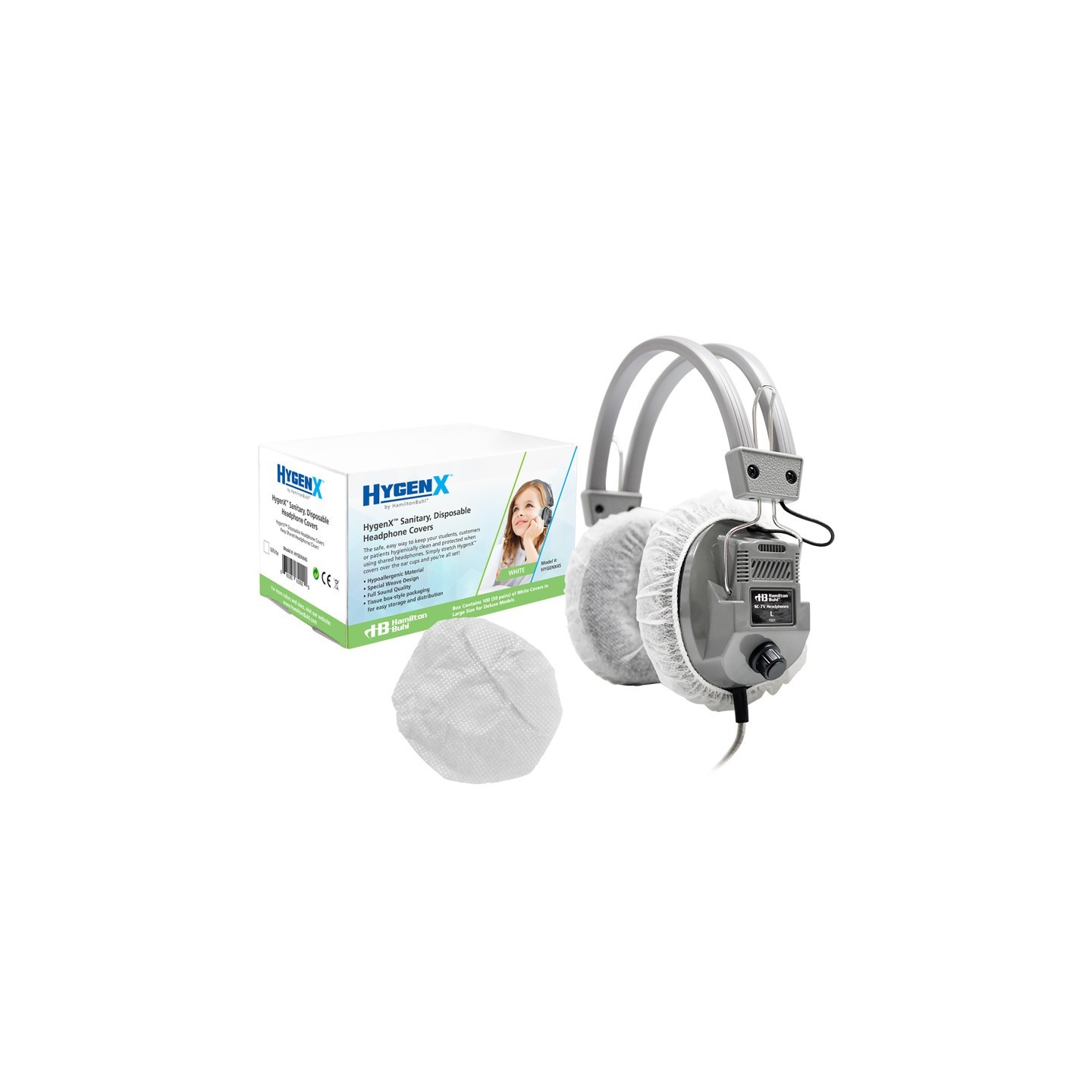 HamiltonBuhl® Hygenx Sanitary Ear Cushion Covers for Over-Ear Headphones & Headsets - 50 Pair