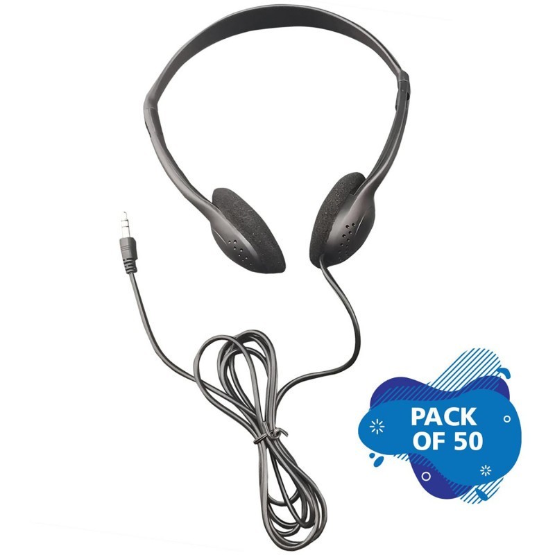 HamiltonBuhl® Personal Economical Headphones, 50 Pack