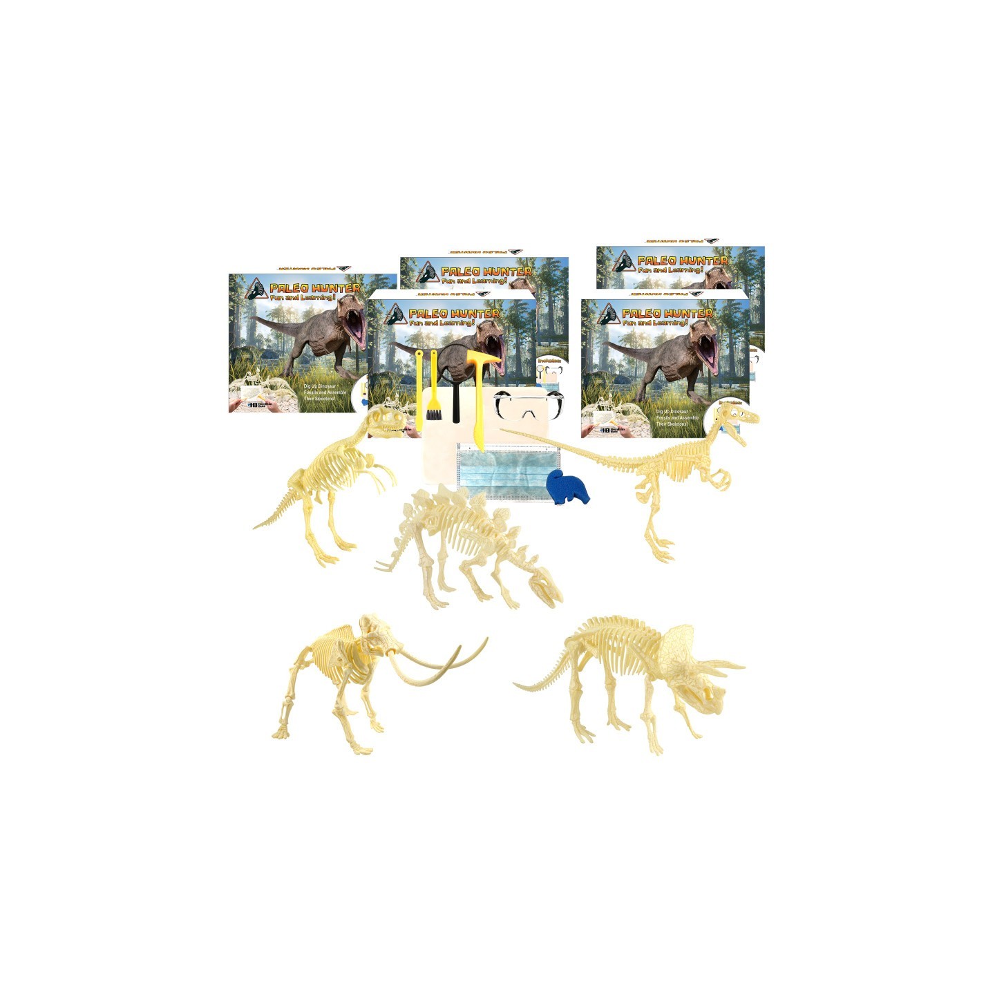 HamiltonBuhl® Paleo Hunter™ Dig Kit for STEAM Education - All Five Dinosaurs