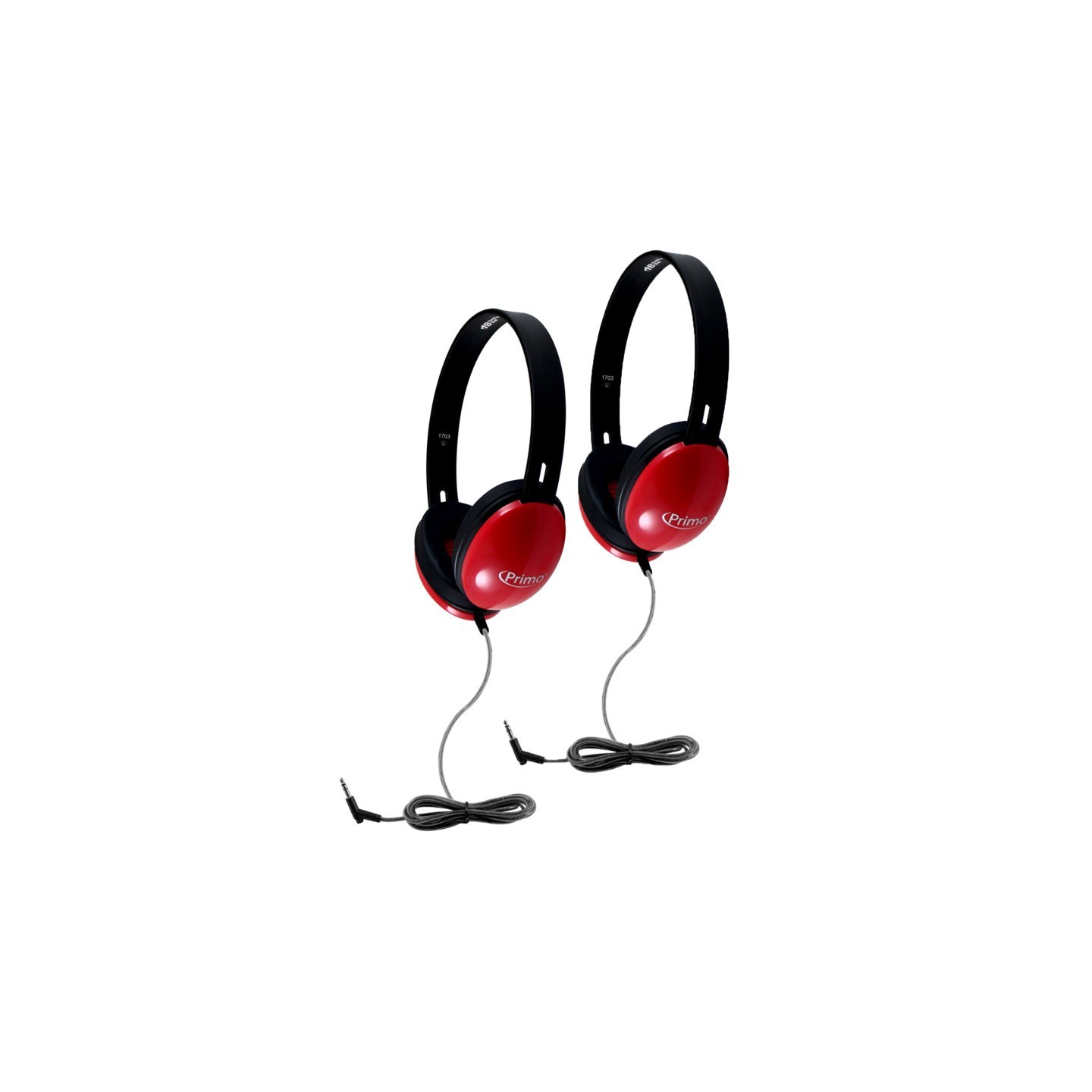 HamiltonBuhl® Primo Stereo Headphones, Red, Pack of 2