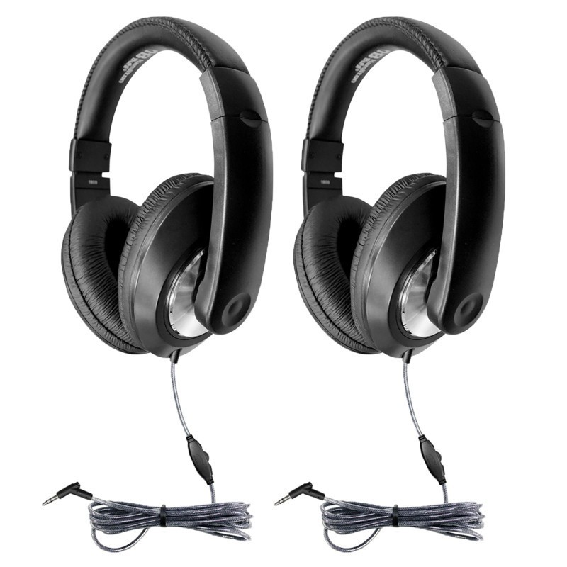 HamiltonBuhl® Smart-Trek Deluxe Stereo Headphone with In-Line Volume Control & 3.5mm TRS Plug, Pack of 2