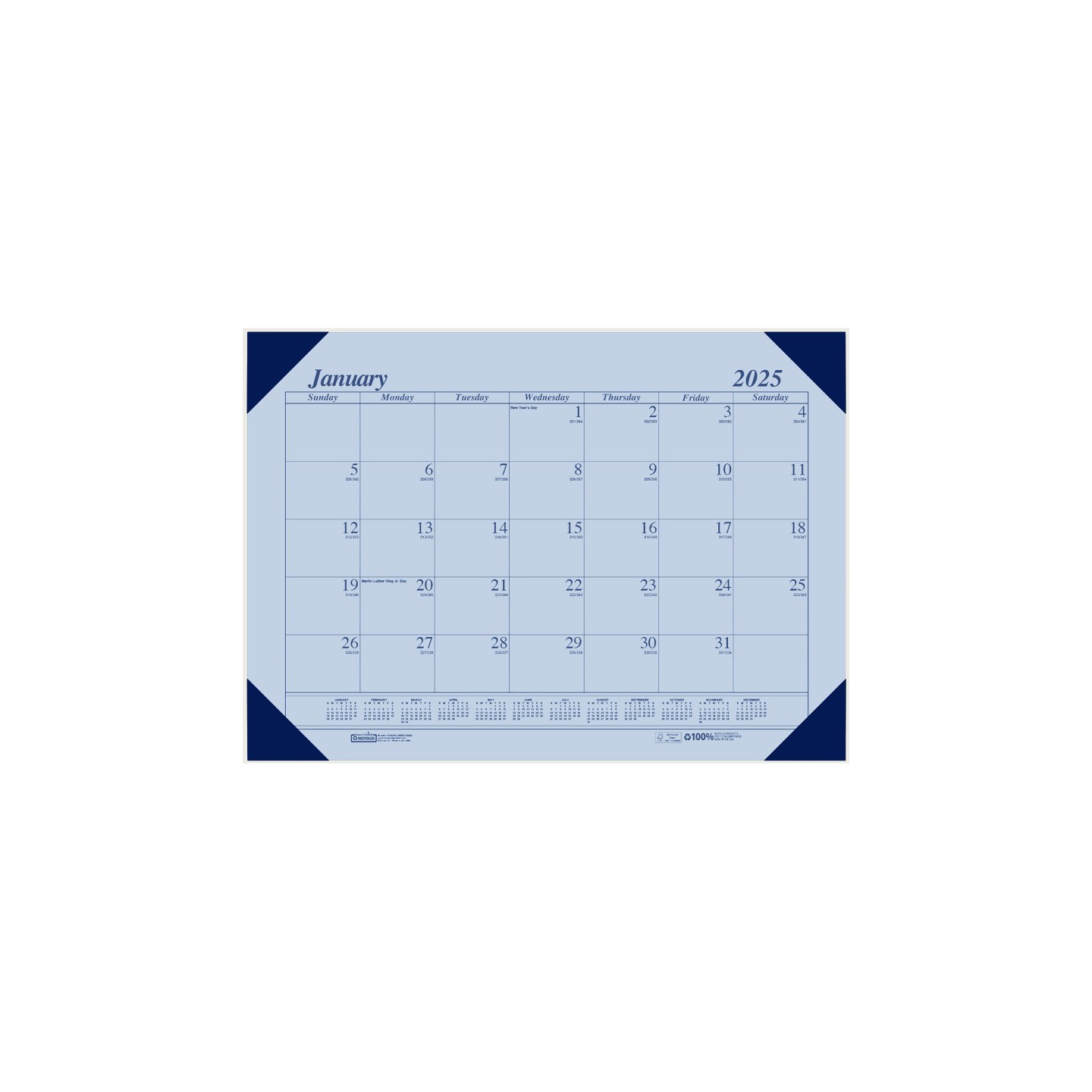 House of Doolittle® Academic Ecotones Calendar Desk Pad, Orchid Paper/Cordovan Holder