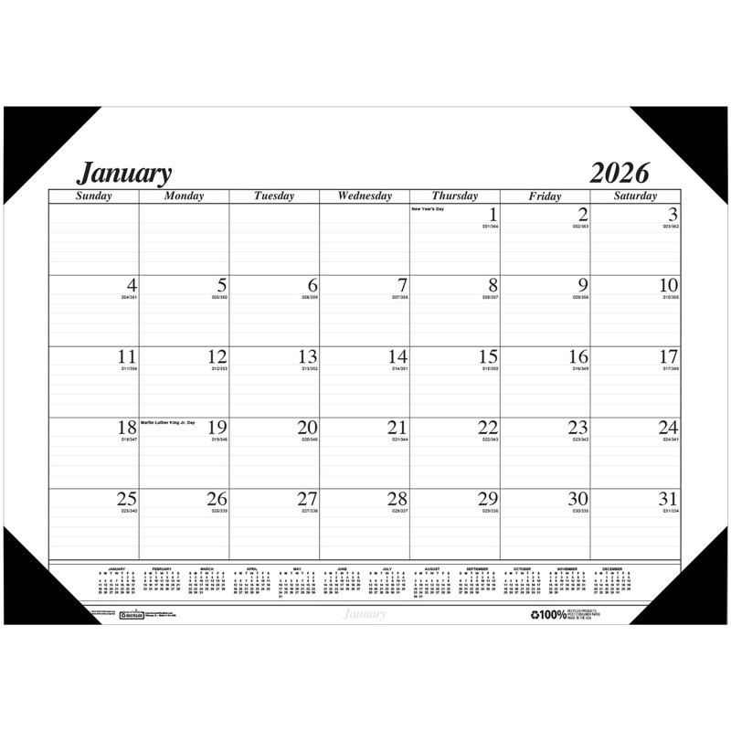 House of Doolittle® Academic Economy Desk Pad, 12 months, January-December