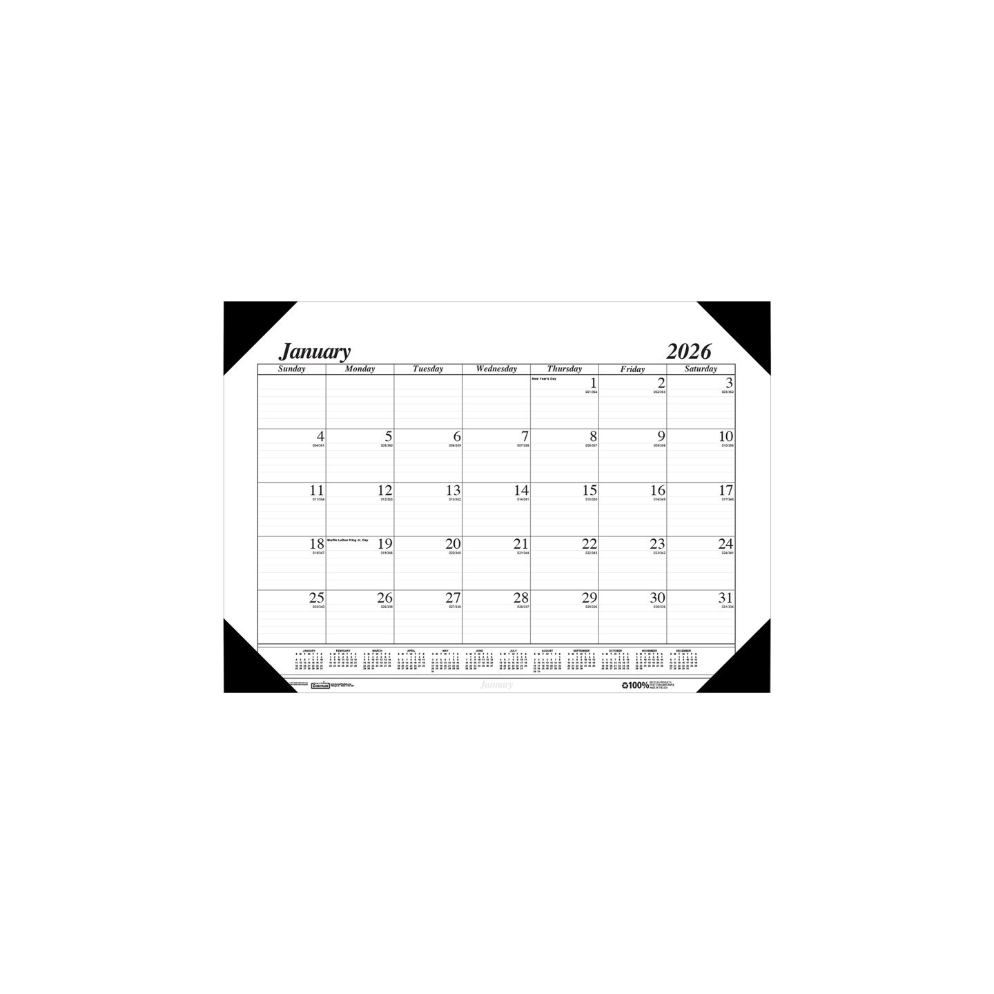 House of Doolittle® Academic Economy Desk Pad, 12 months, January-December