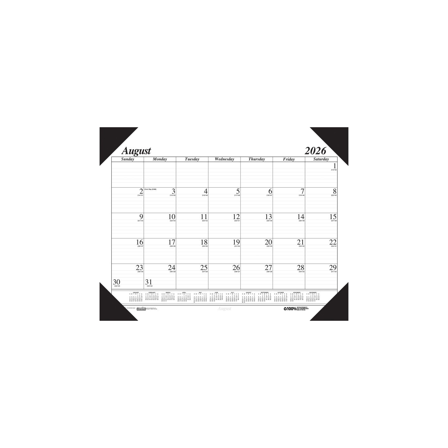 House of Doolittle® Monthly Academic Calendar Economy Desk Pad, 17 Months (Aug-Dec), 22" x 17"