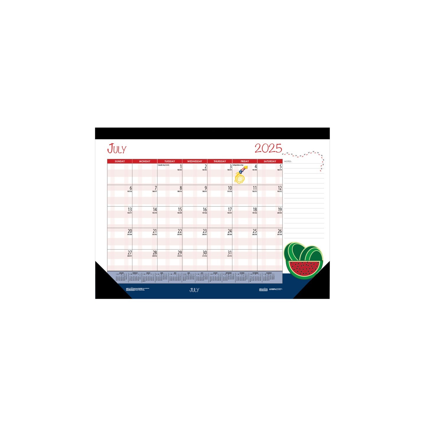 House of Doolittle® Monthly Academic Deskpad Calendar, Seasonal Holiday Depictions, 12 Months July-June, 22" x 17"
