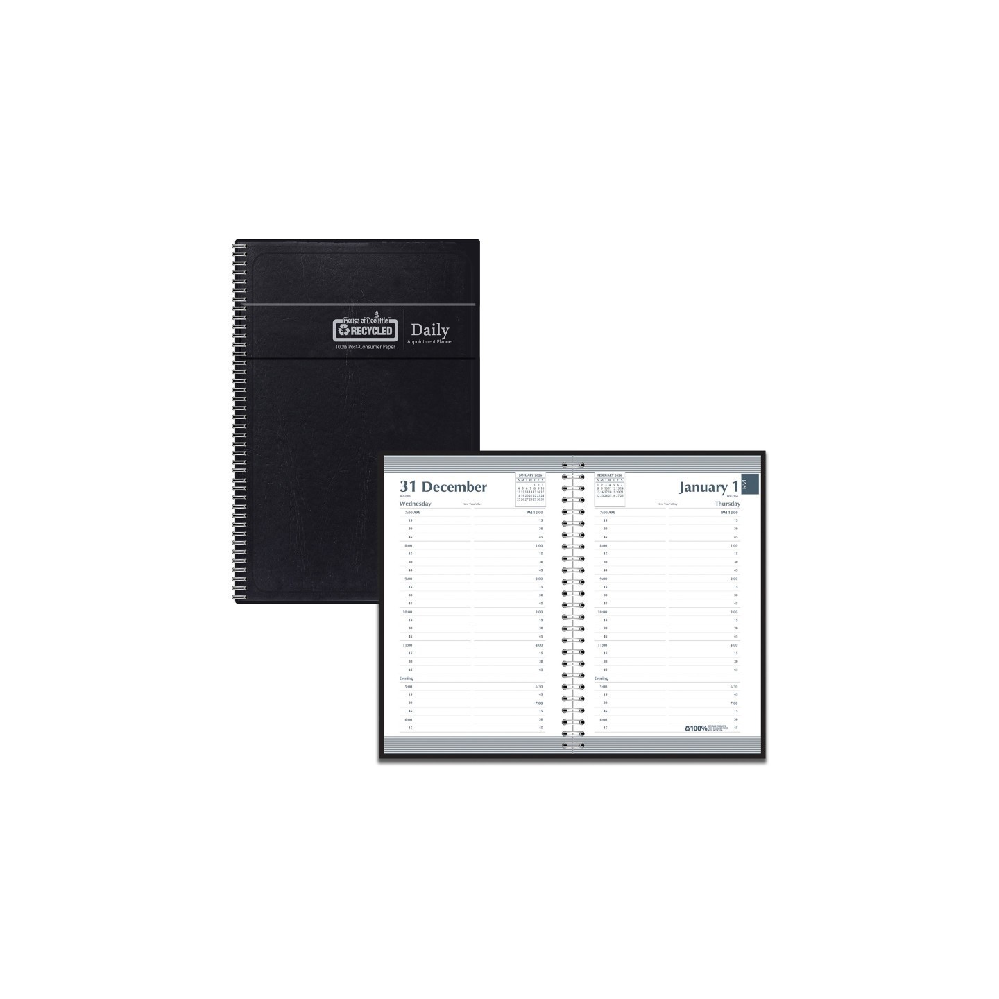 House of Doolittle® Recycled Daily Calendar Planner Black Cover