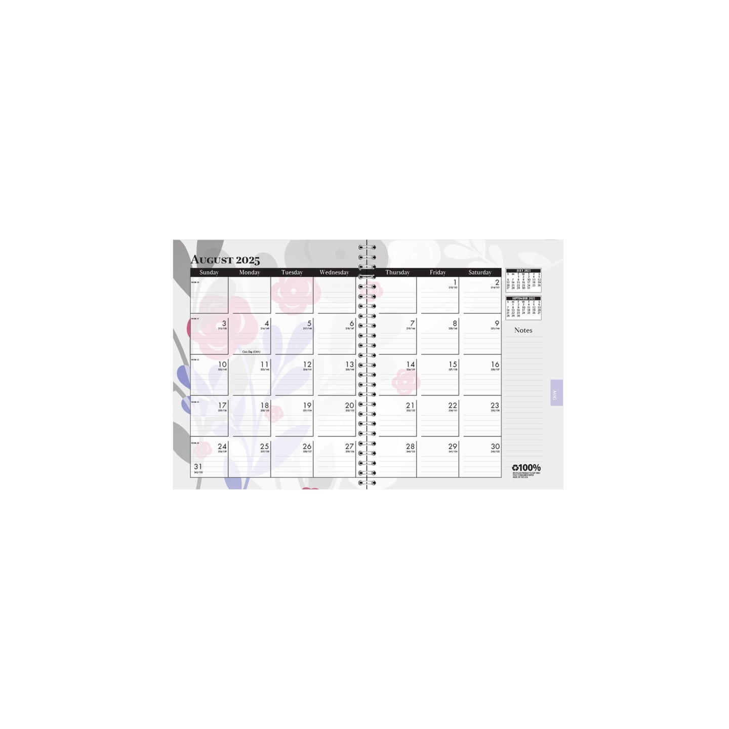 House of Doolittle® Monthly and Weekly Academic Calendar Planner, Wild Flower, July-August, 7" x 9"