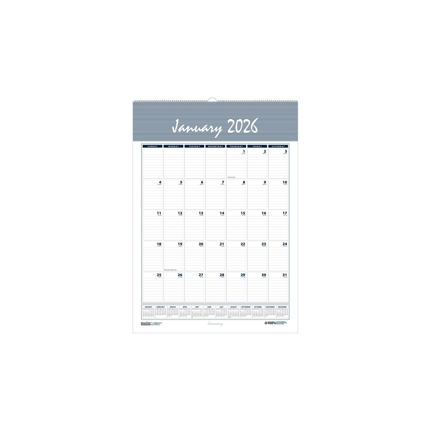 House of Doolittle® Recycled Monthly Wall Calendar Bar Harbor, 12" x 17"