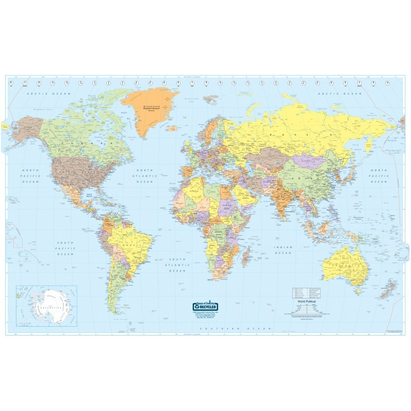 House of Doolittle® Laminated World Map, 50" x 33"