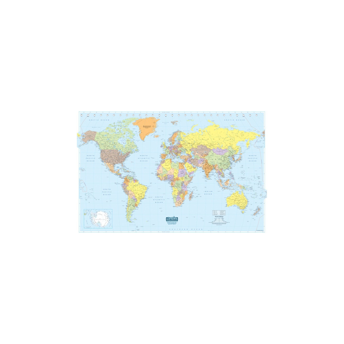 House of Doolittle® Laminated World Map, 50" x 33"