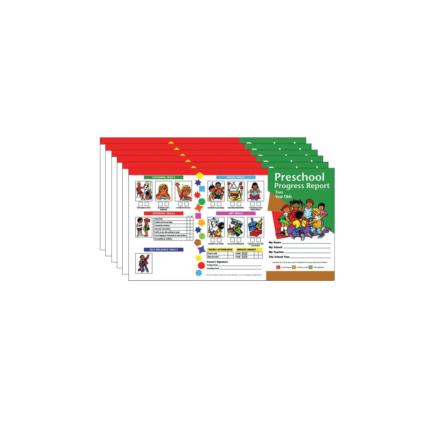 Hayes Publishing Preschool Progress Report, Two Year Olds, 10 Per Pack, 6 Packs