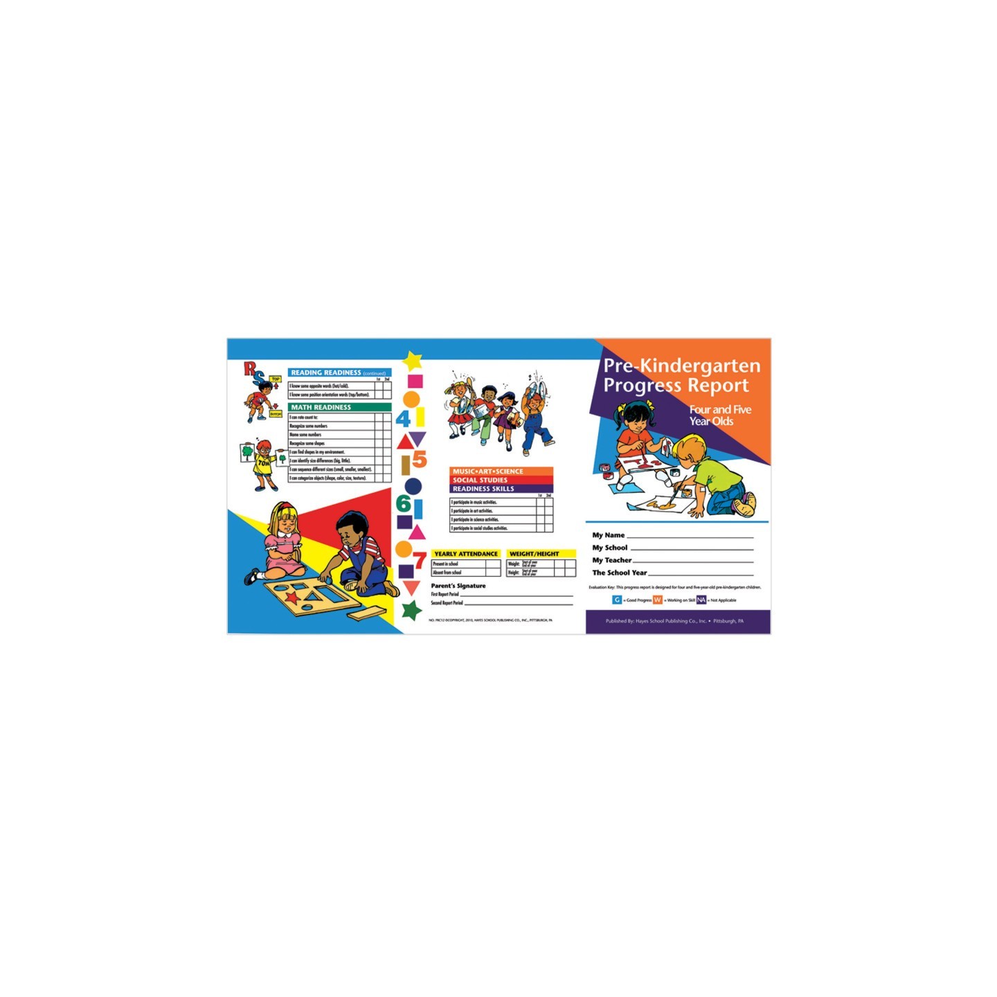 Hayes Publishing Pre-Kindergarten Progress Report (4 and 5 year olds), Pack of 10
