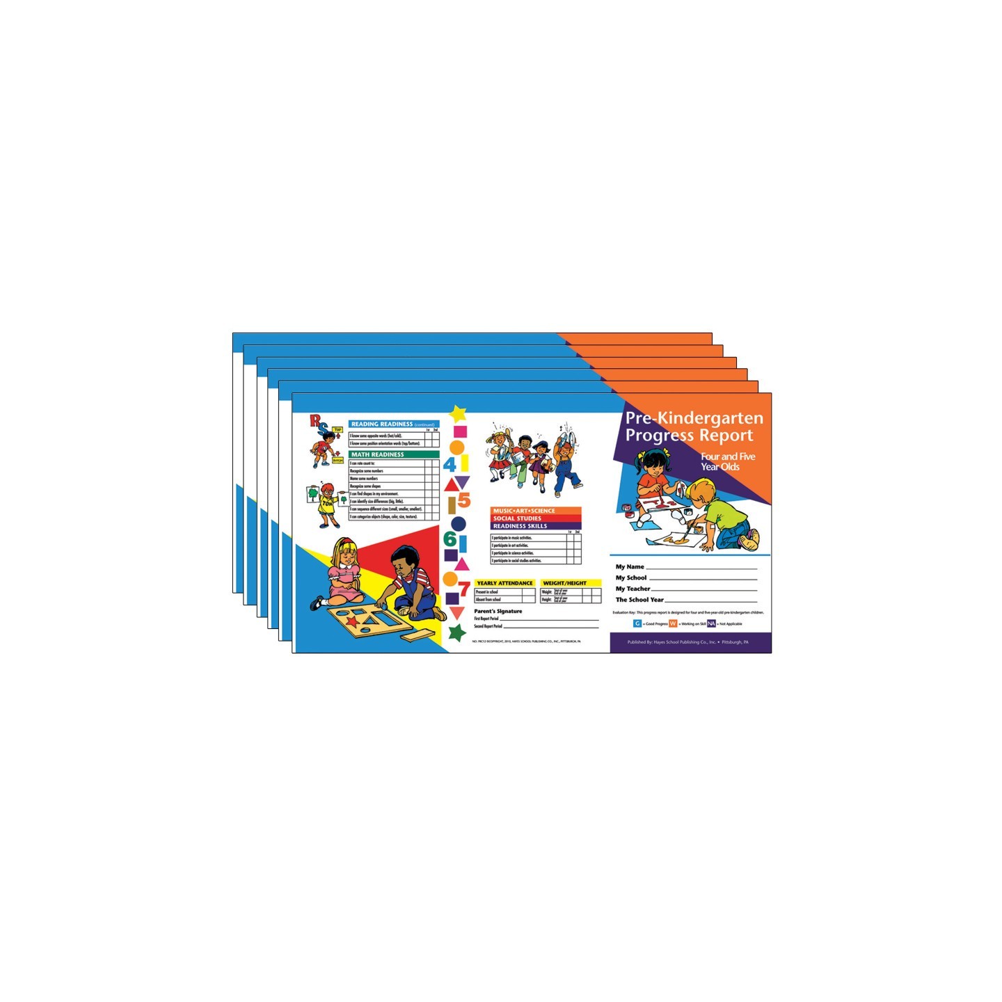 Hayes Publishing Pre-Kindergarten Progress Report (4 and 5 year olds), 10 Per Pack, 6 Packs