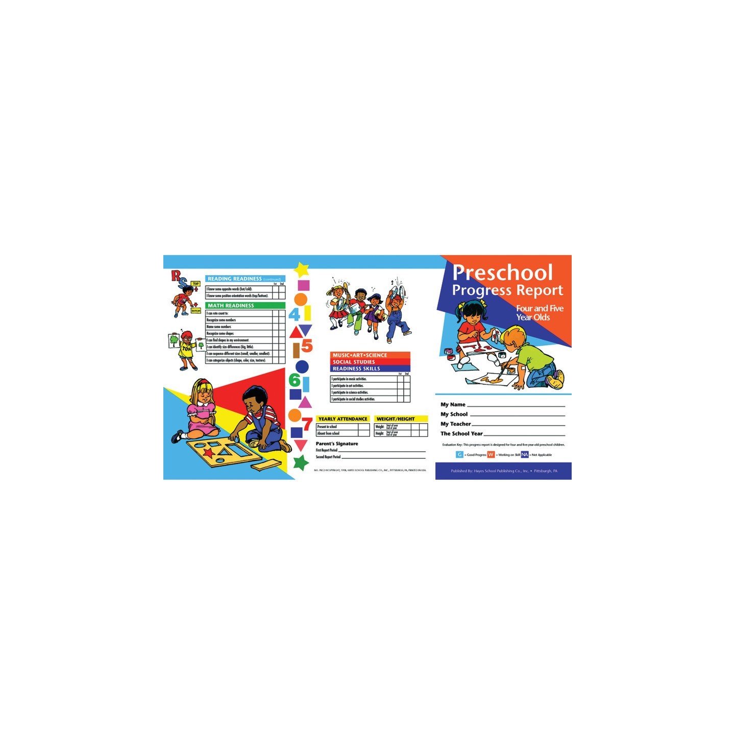 Hayes Publishing Preschool Progress Report Cards, 10 Per Pack (Ages 4-5)