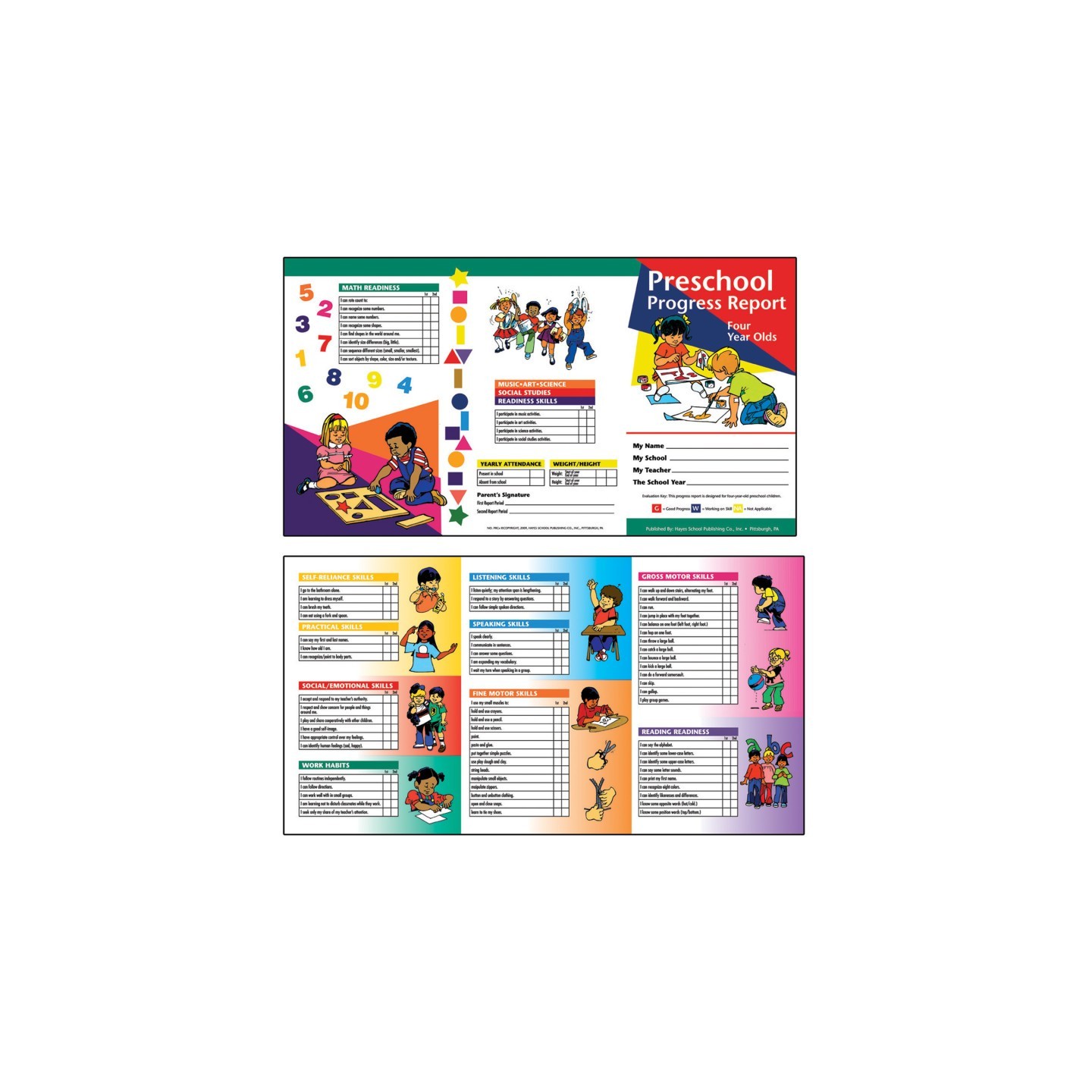 Hayes Publishing Preschool Progress Report Cards, 10 Per Pack (Ages 4)