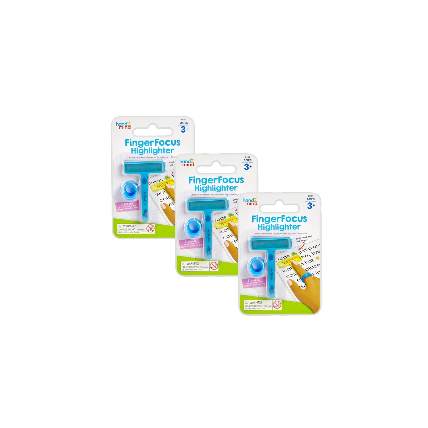 Hand2Mind FingerFocus® Highlighter Set, 3 Sets