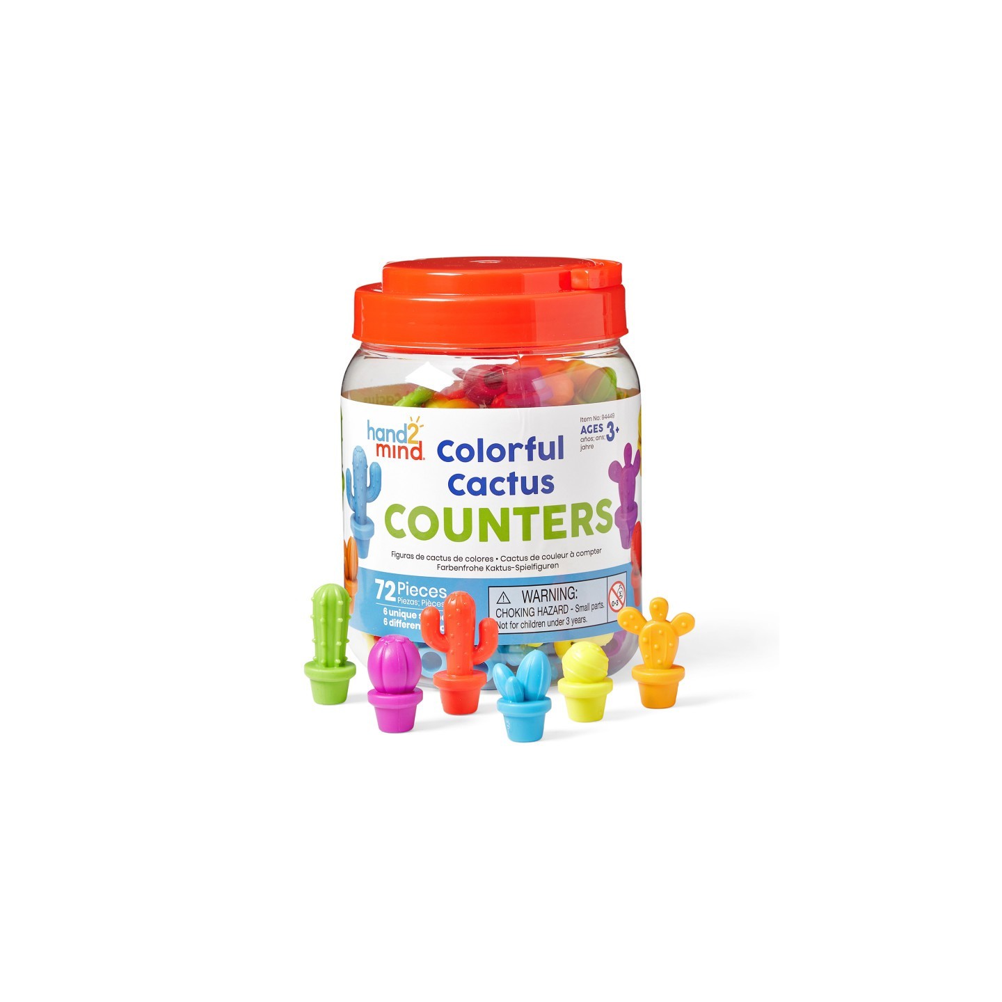 Hand2Mind Colorful Cactus Counters, Set of 72