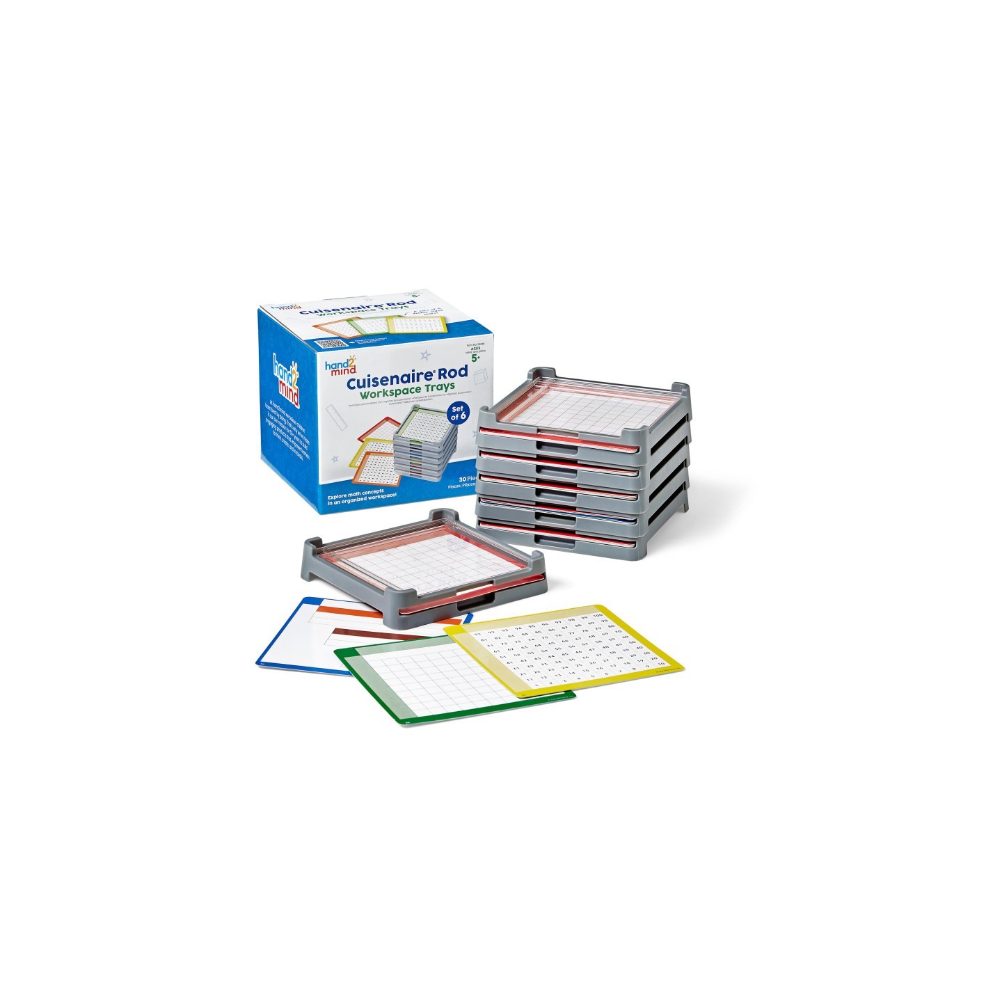 Hand2Mind Cuisenaire® Rod Workspace Trays, Set of 6