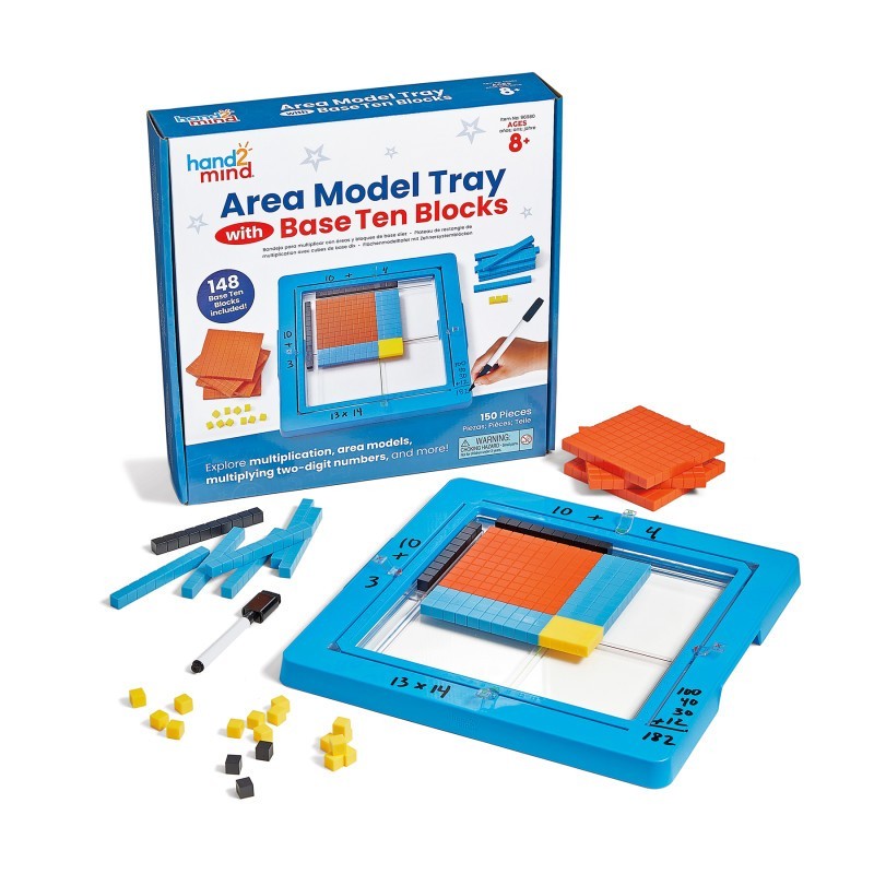 Hand2Mind Area Model Tray with Base Ten Blocks