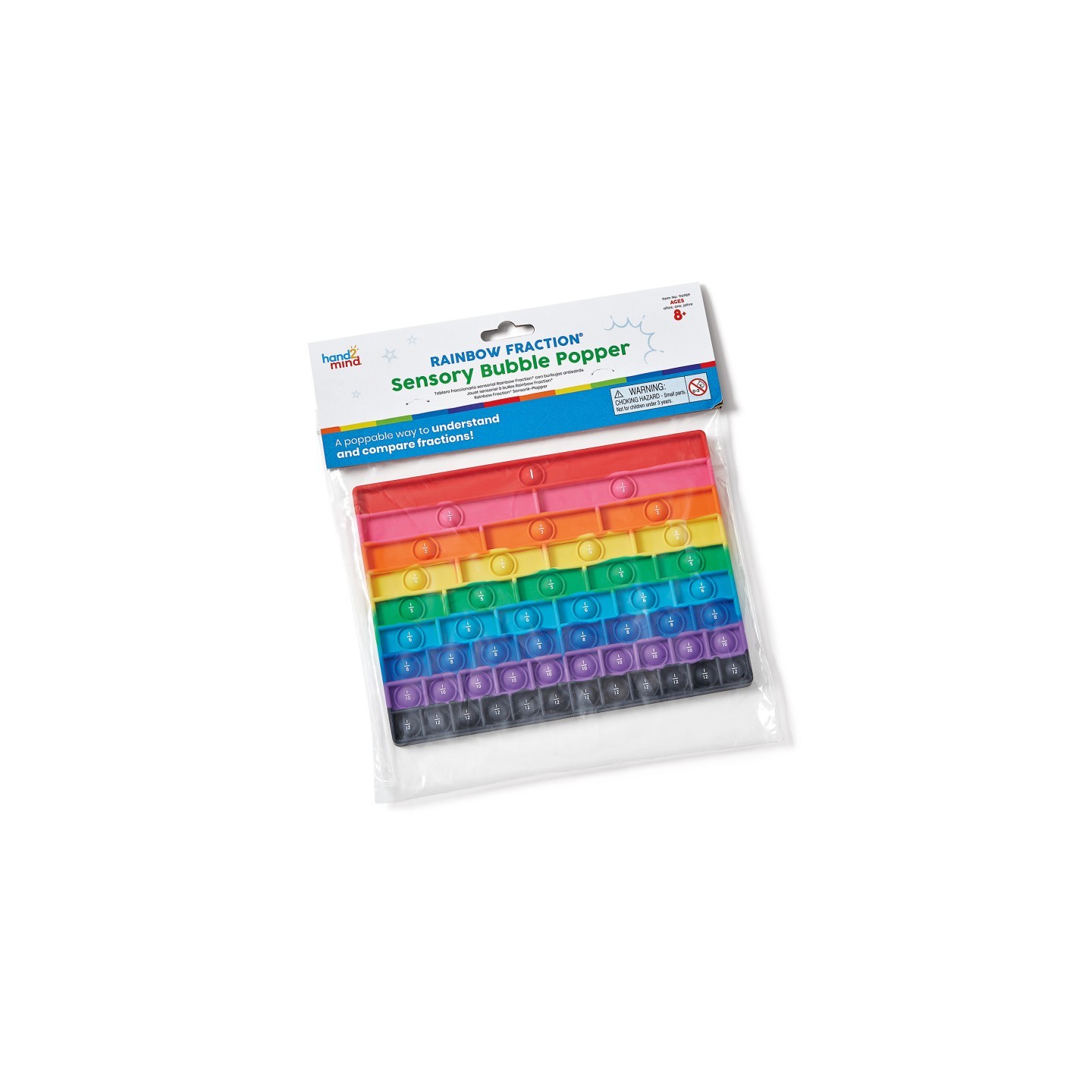 Hand2Mind Rainbow Fraction Sensory Bubble Popper