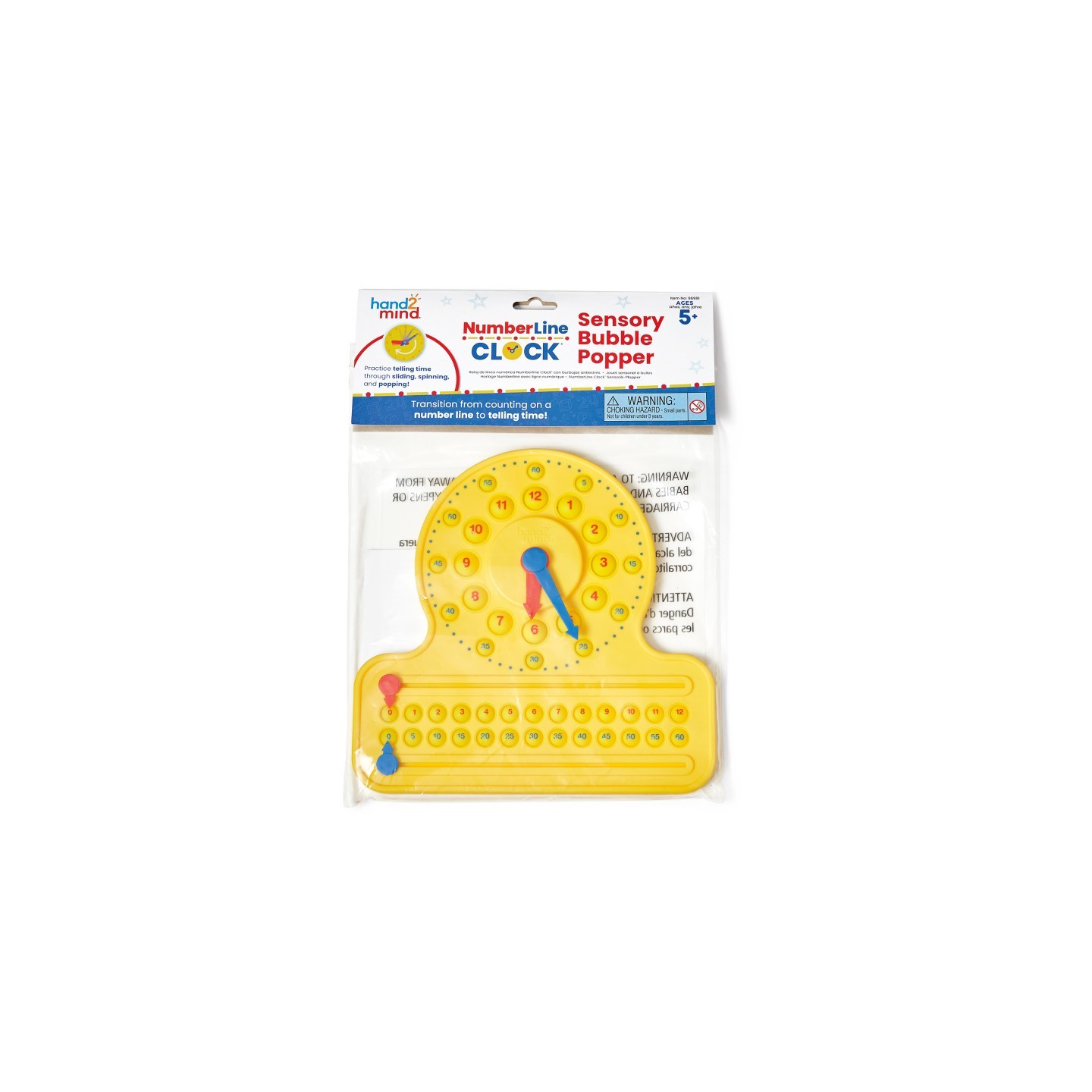 Hand2Mind NumberLine Clock™ Sensory Bubble Popper