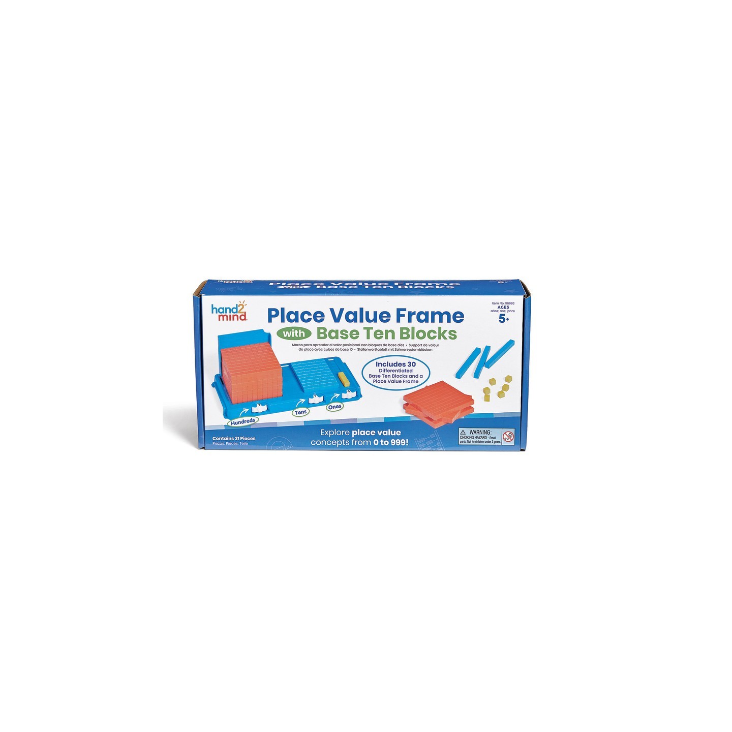 Hand2Mind Place Value Frame with Base Ten Blocks