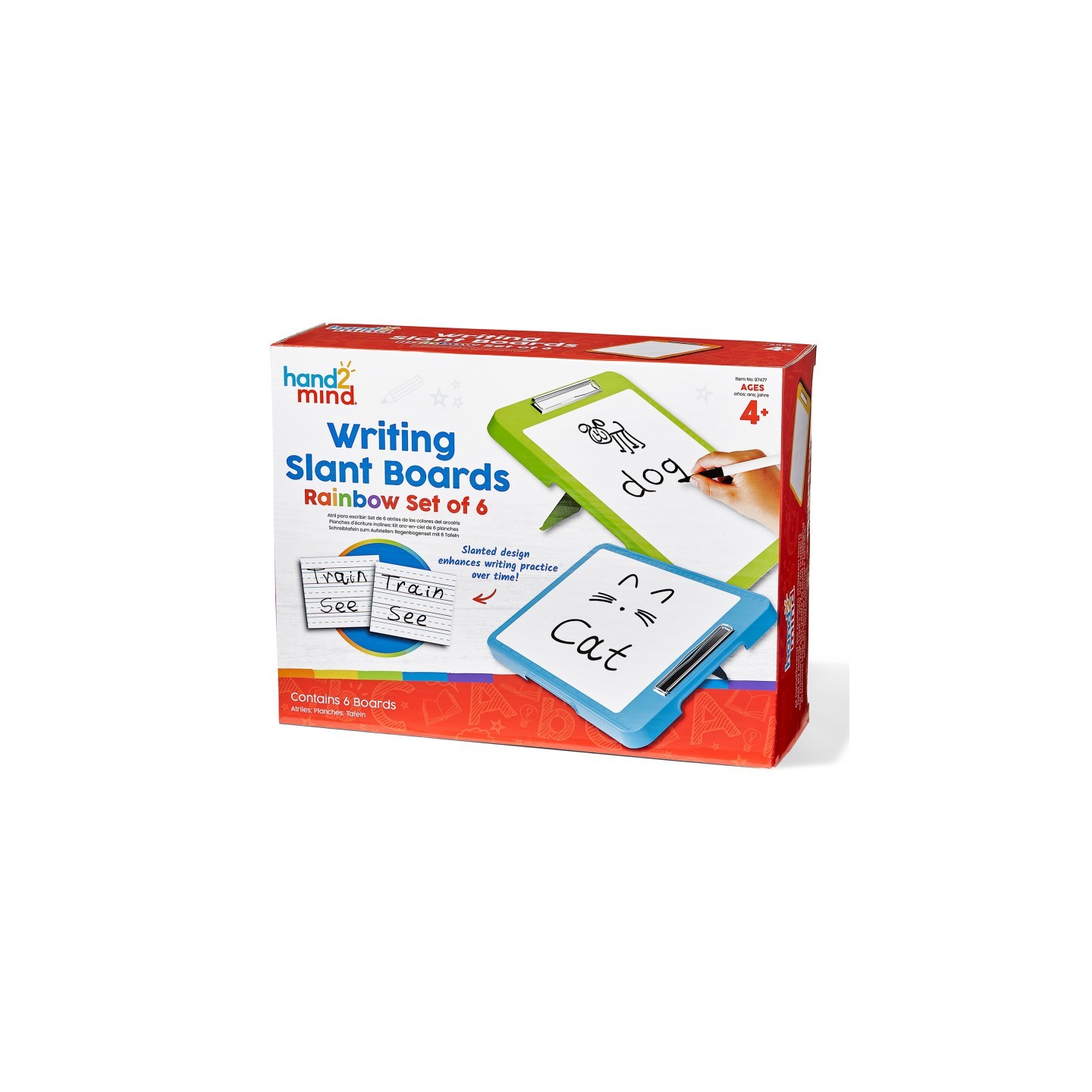 Hand2Mind Writing Slant Boards, Rainbow, Set of 6