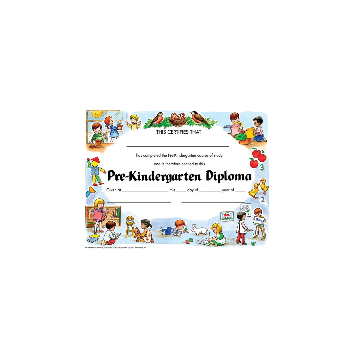Hayes Publishing Pre-Kindergarten Diploma, 8.5" x 11", Pack of 30