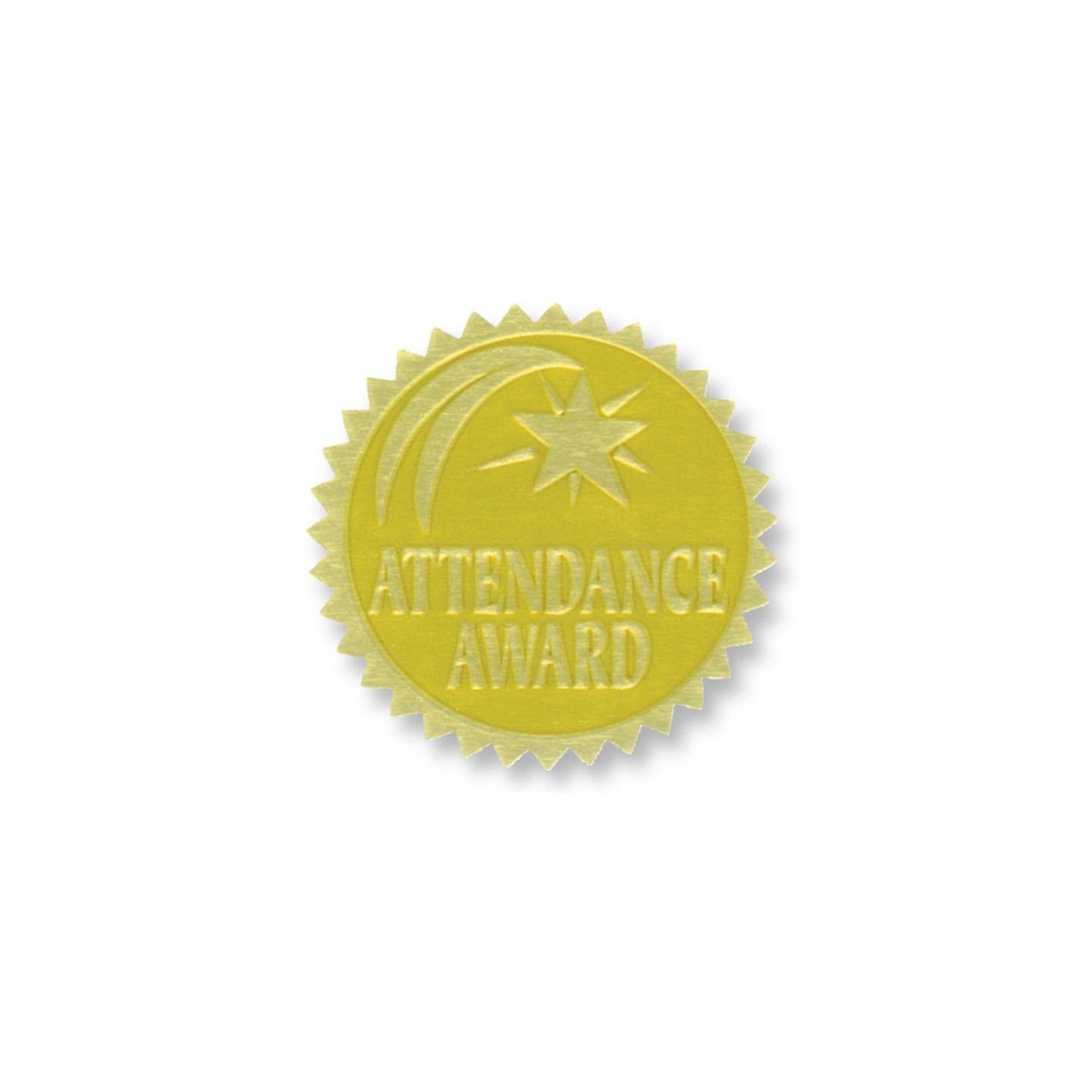 Hayes Publishing Gold Foil Embossed Seals, Attendance Award, 54 Per Pack