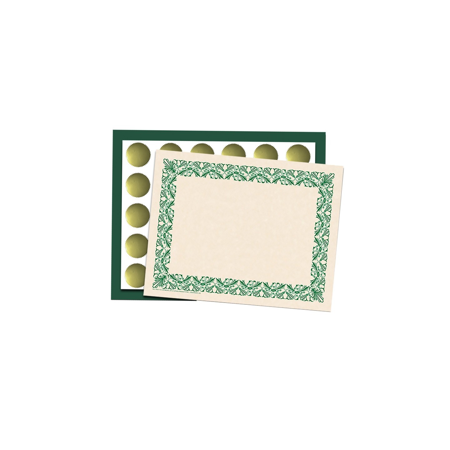 Hayes Publishing Art Deco Set -Green Border Paper, Plain Folders, Gold Seals