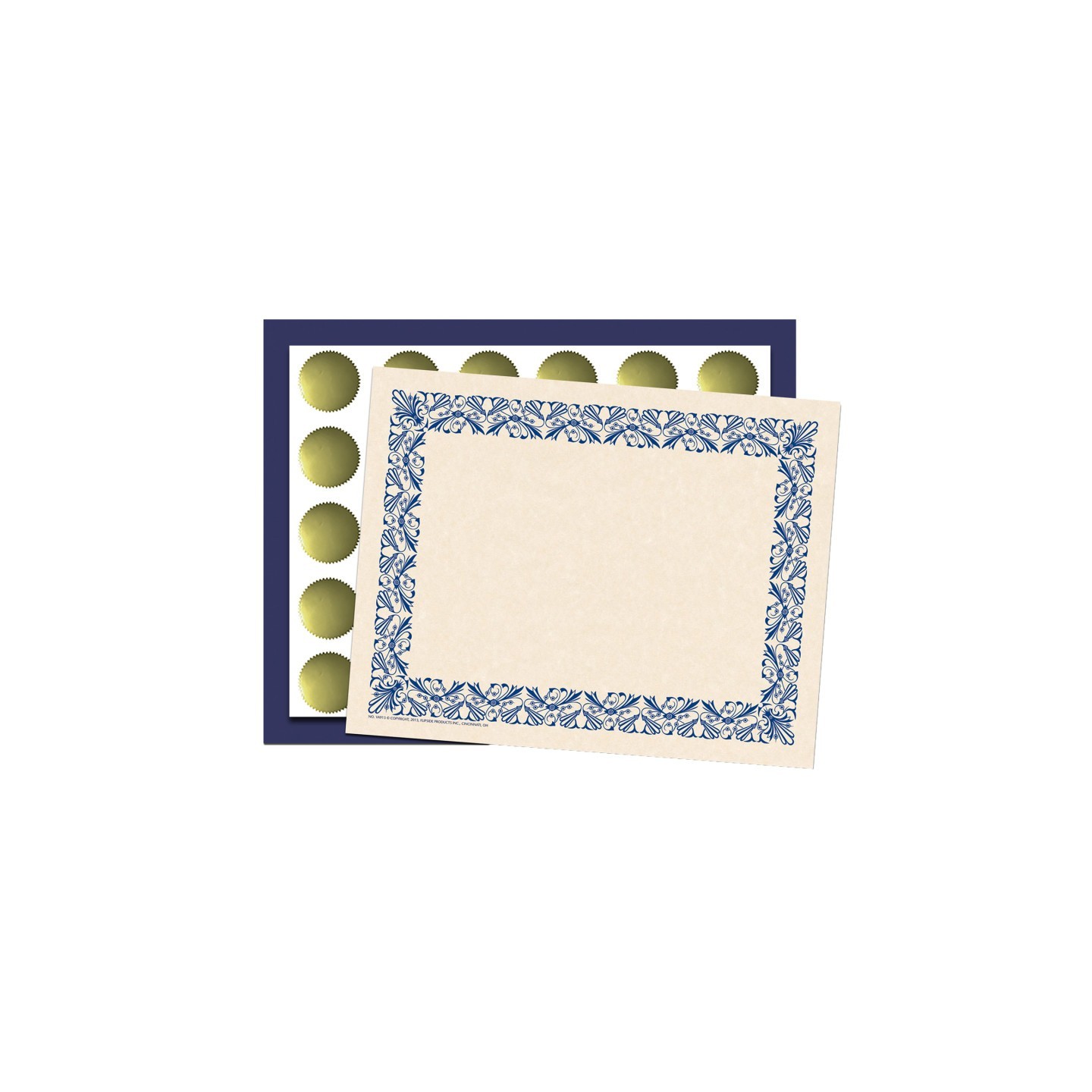 Hayes Publishing Art Deco Set - Blue Border Paper, Plain Folders, Gold Seals